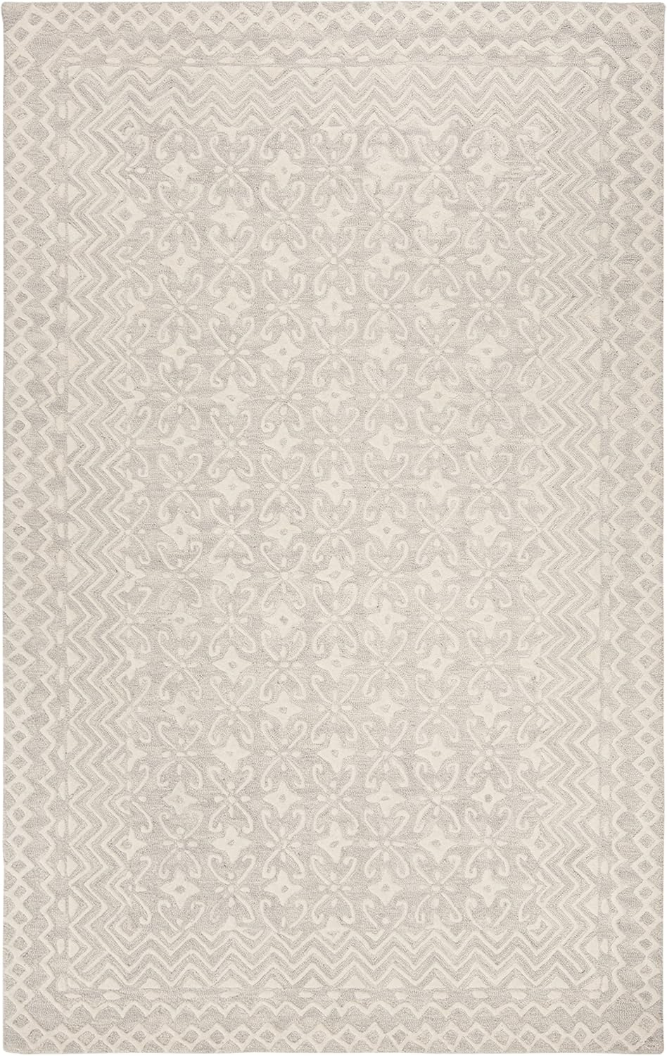 SAFAVIEH Blossom Azura Geometric Wool Area Rug, Grey/Ivory, 11' x 15'
