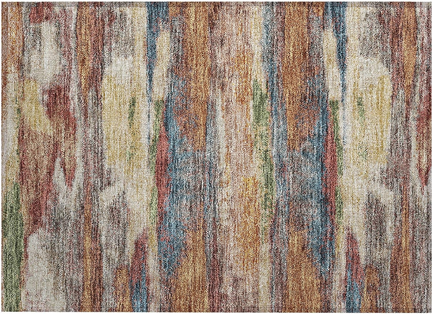 Abstract Multicolor Synthetic Flat Woven 10' x 14' Rug