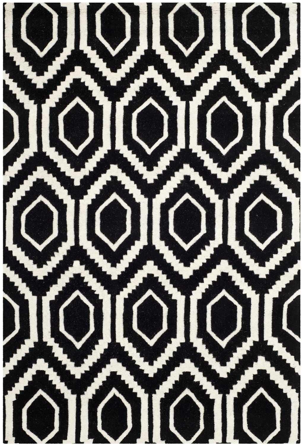 SAFAVIEH Chatham Graham Geometric Wool Area Rug, Black/Ivory, 4' x 6'