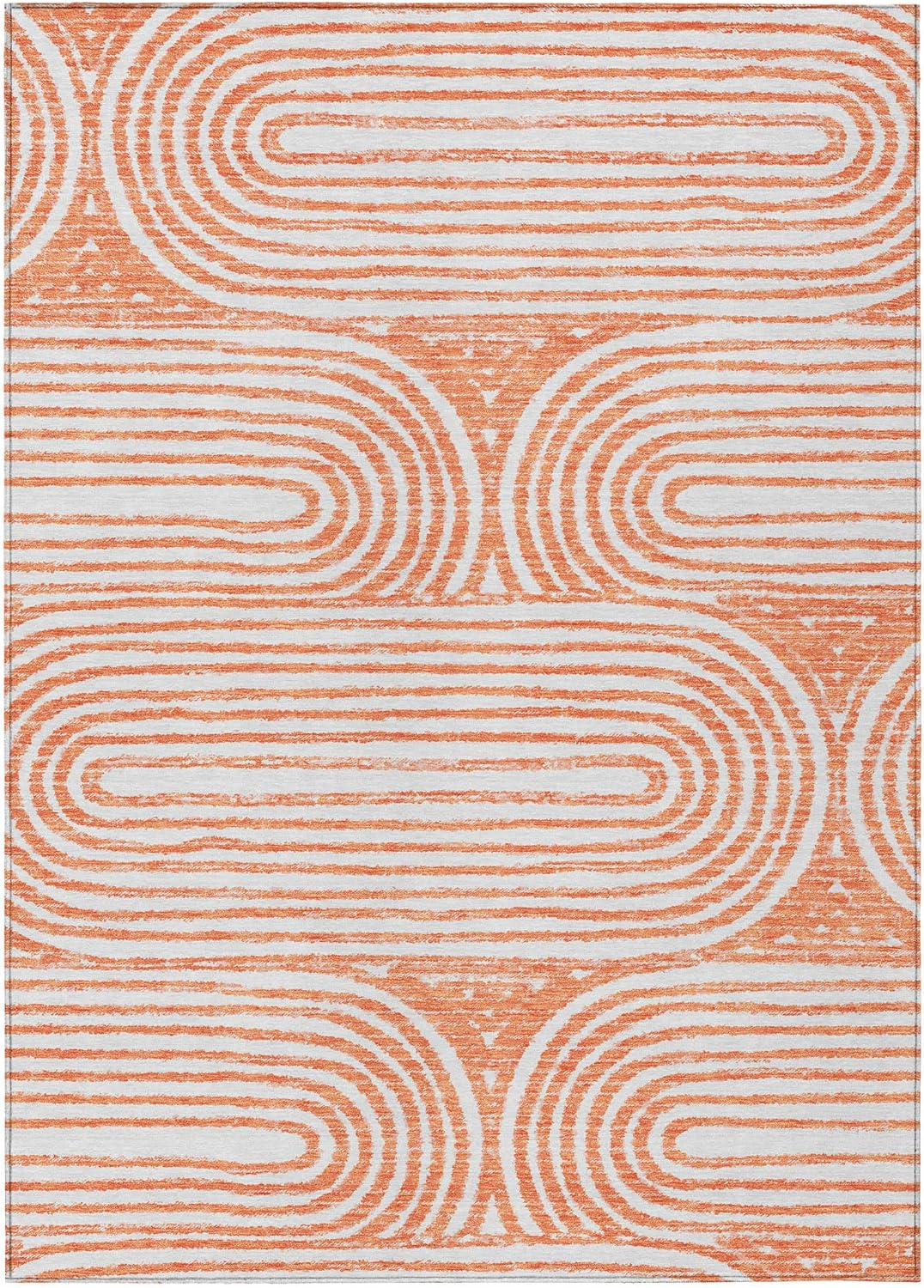 Addison Rugs Chantille Indoor/Outdoor Contemporary Art Deco Salmon Washable Rectangle Rug, 5' x 7'6"