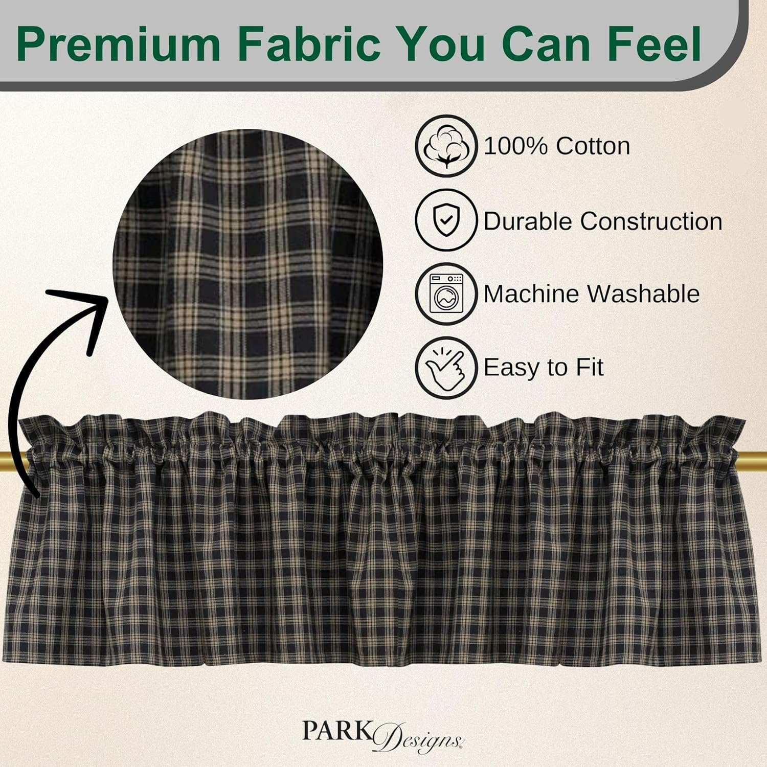 Park Designs Sturbridge Black Valance 14''L