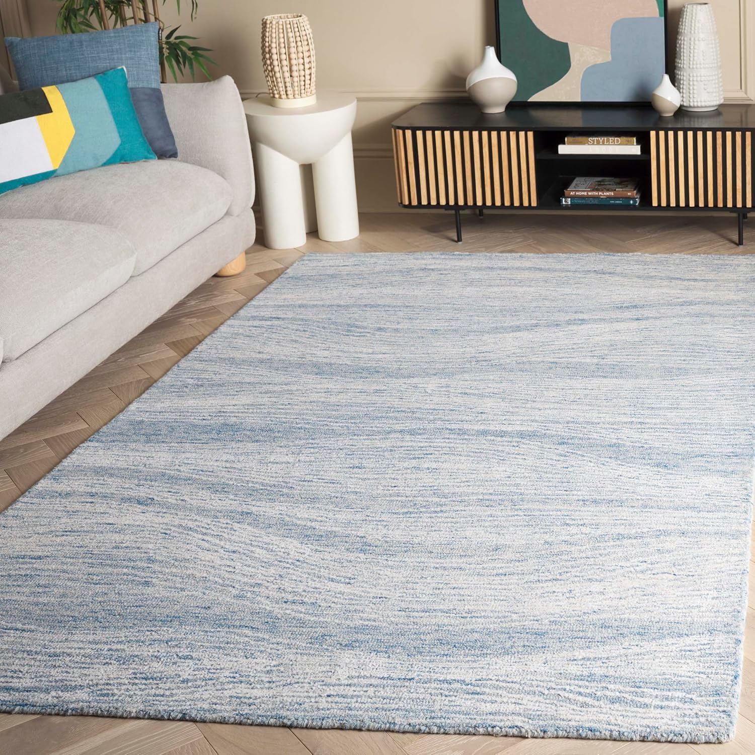 SAFAVIEH Metro Bridget Abstract Area Rug, Blue/Ivory, 4' x 6'