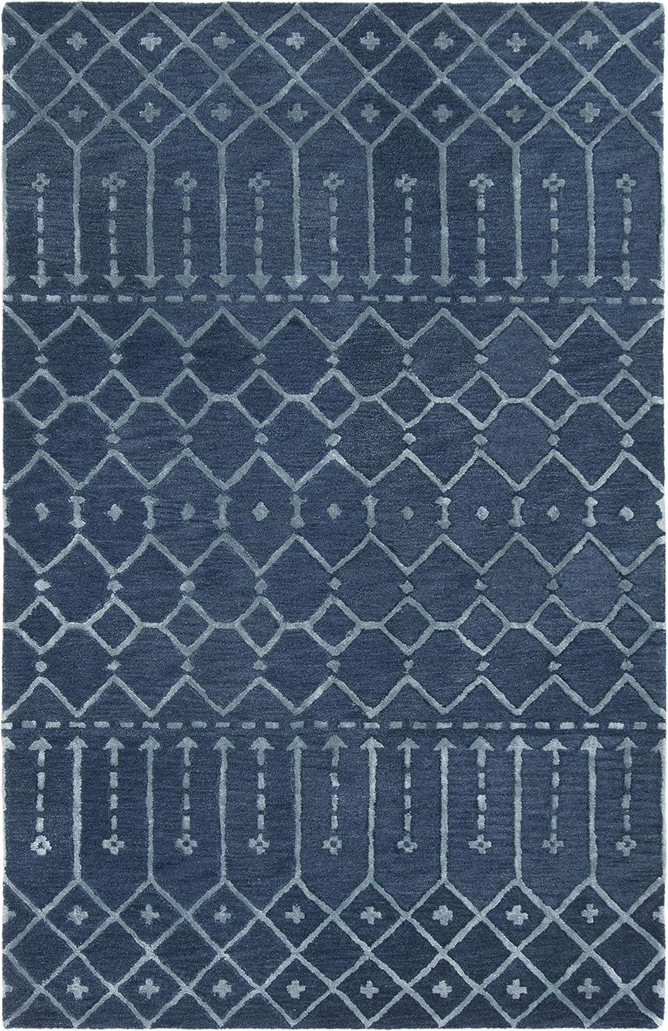 SAFAVIEH Himalaya Darin Geometric Wool Area Rug, Navy/Silver, 6' x 9'