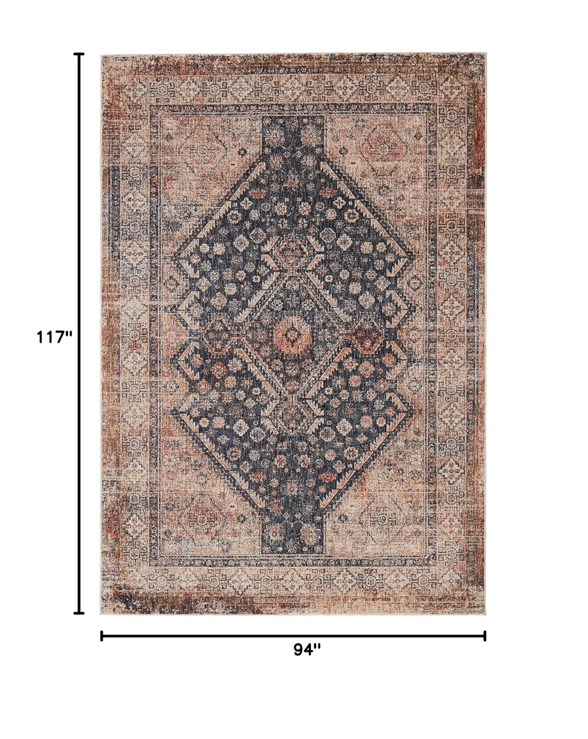 Blue and Taupe Synthetic Medallion 8' x 10' Area Rug