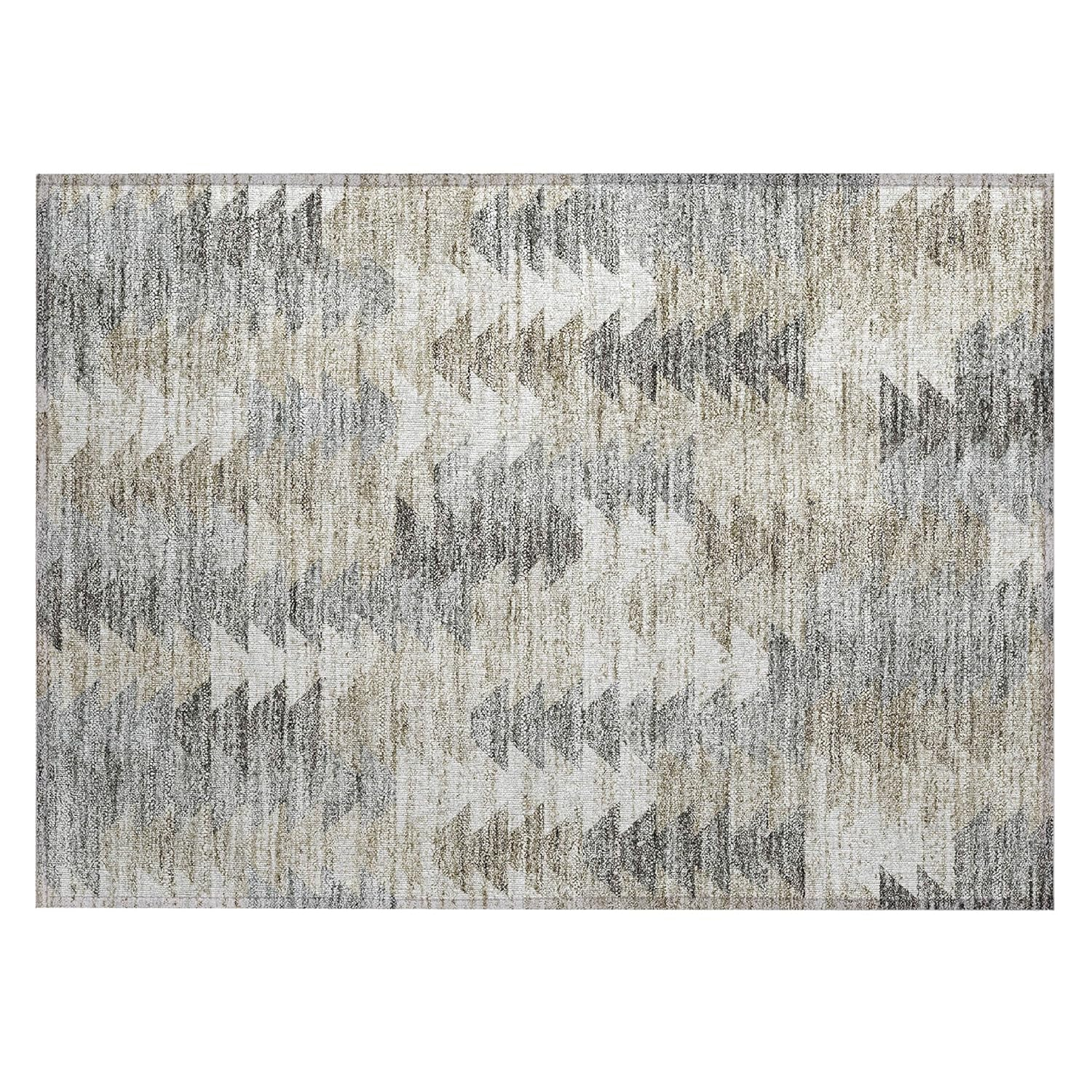 Taupe Synthetic Flat Woven Rectangular Area Rug 1'8" x 2'6"