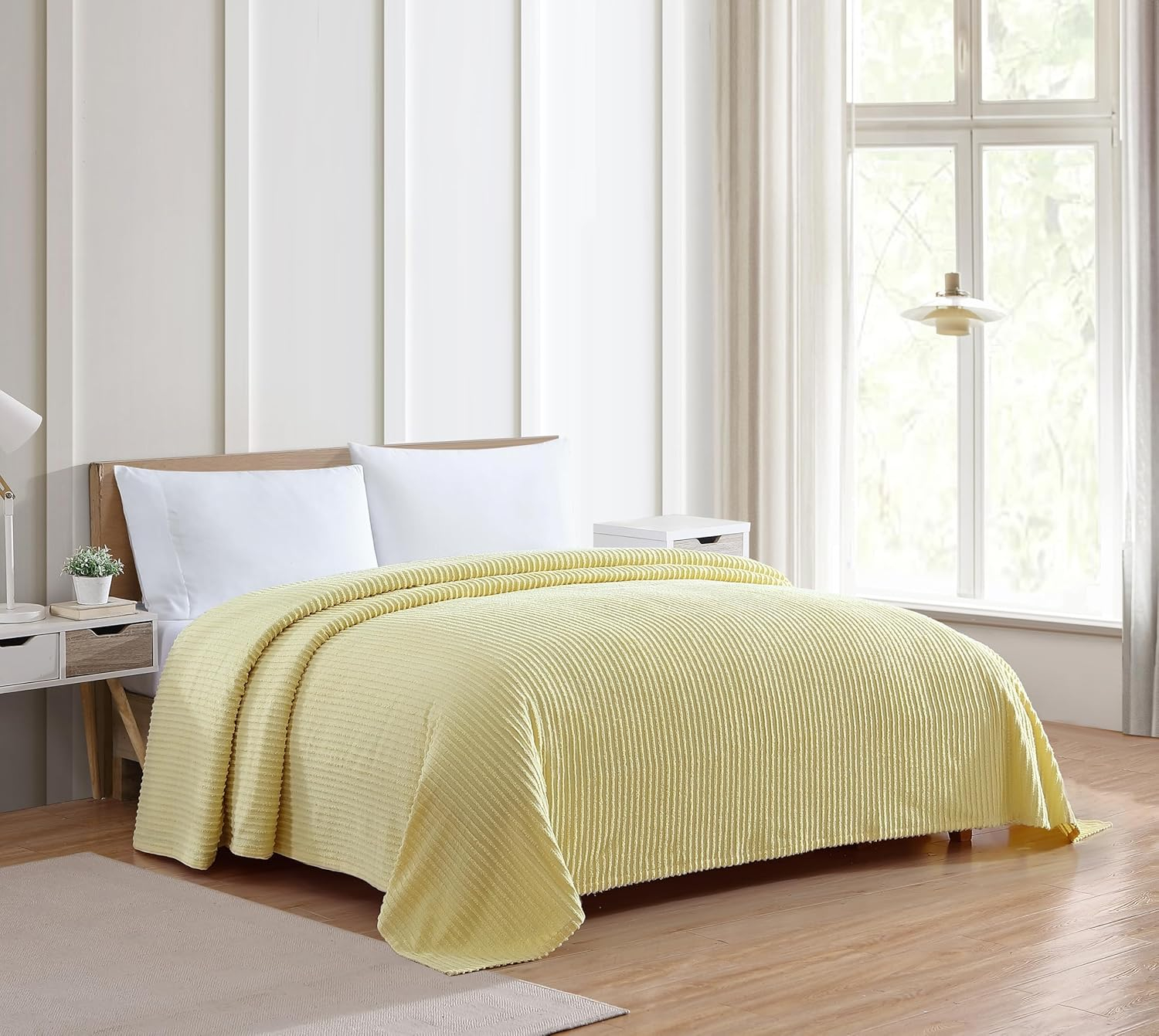 Sunny Yellow Cotton Chenille Queen Bedspread
