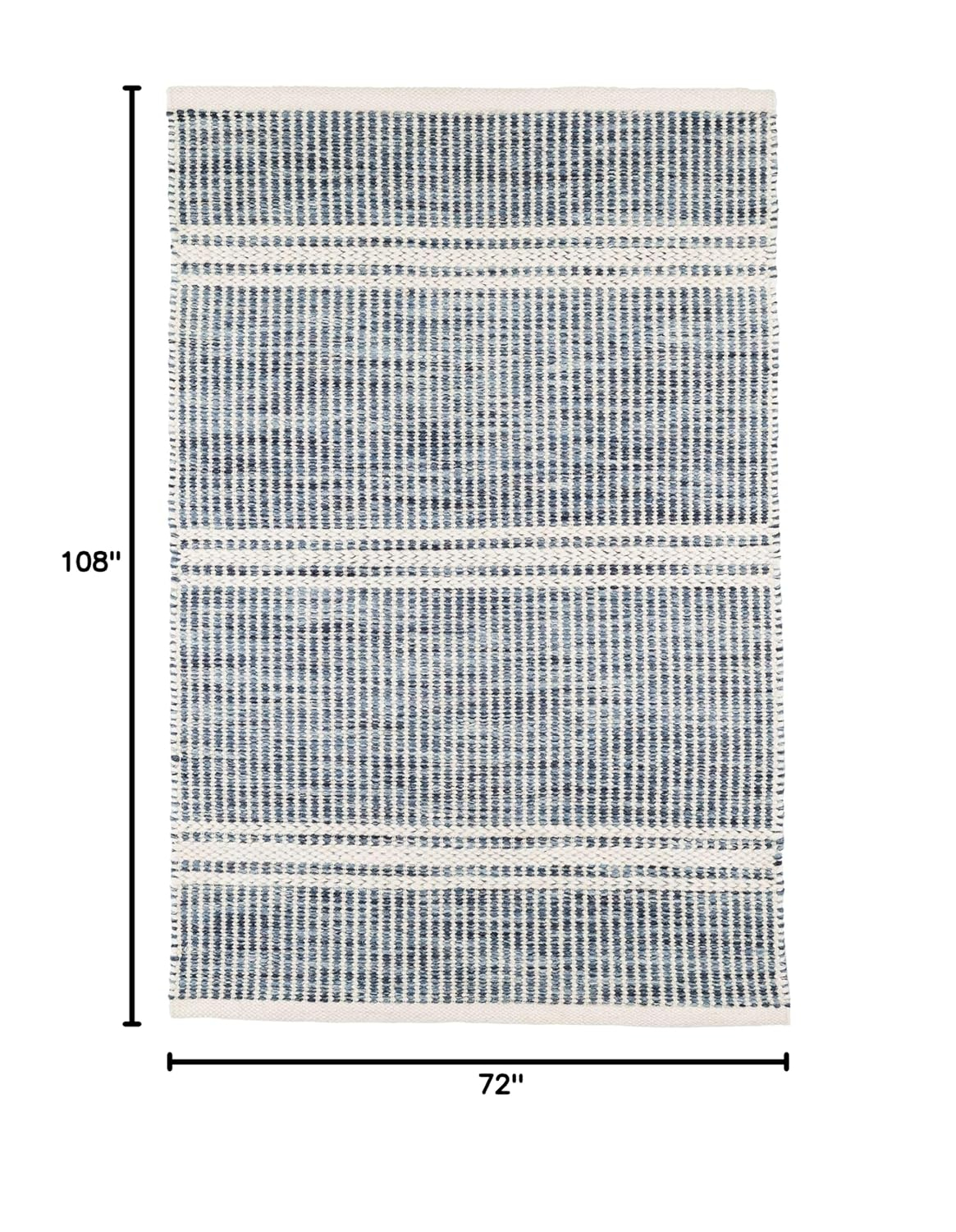 6' x 9' Blue and White Synthetic Stripe Rug