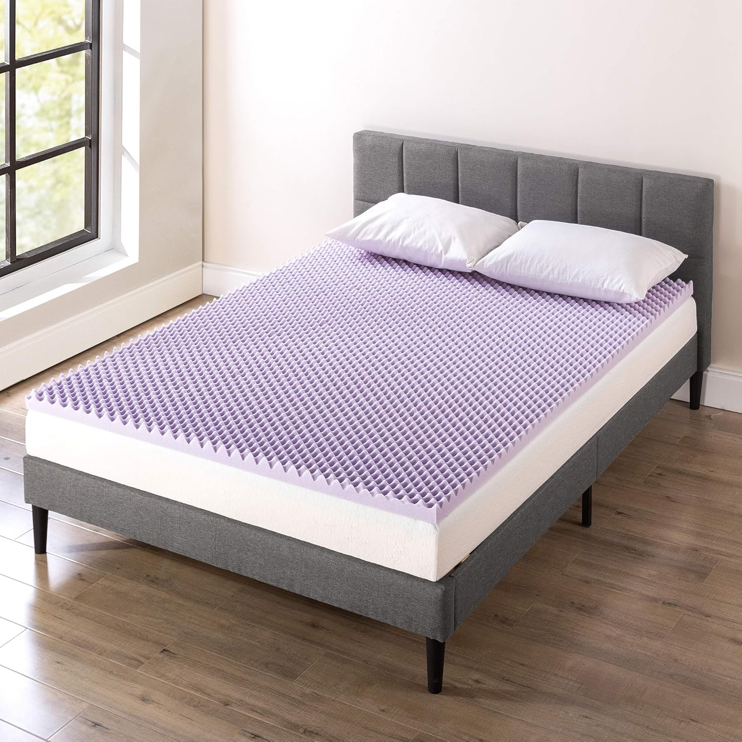 Best Price Mattress 2 Inch Egg Crate Memory Foam Mattress Topper with Soothing Lavender Infusion, CertiPUR-US Certified, Dorm Essentials, Full