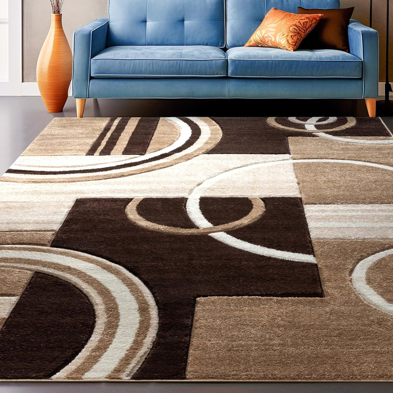 Well Woven Ruby Galaxy Waves Modern Geometric Ivory 3'11" x 5'3" Area Rug