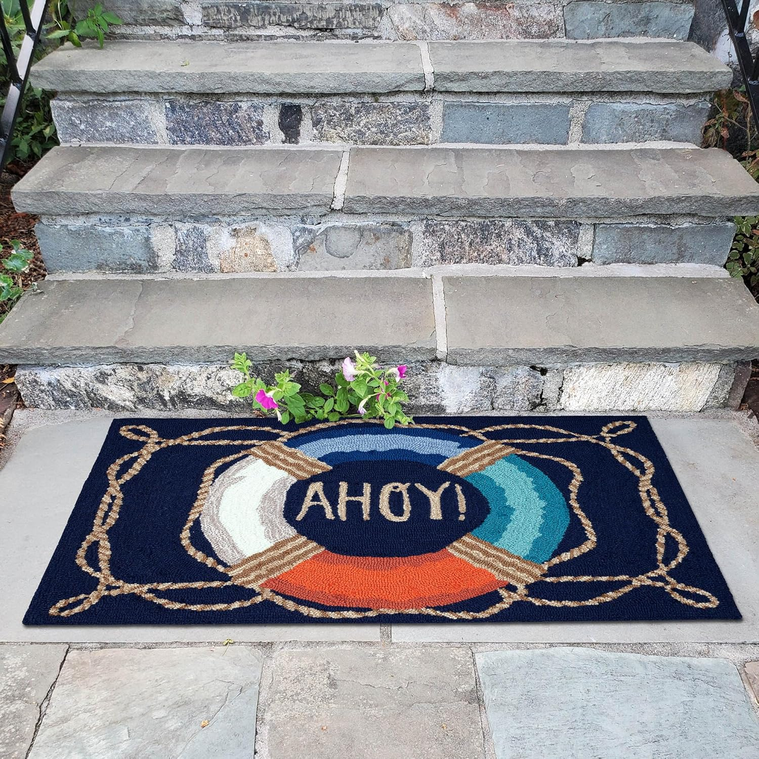 Liora Manne Frontporch Anchor Indoor/Outdoor Rug Navy 2' x 3'
