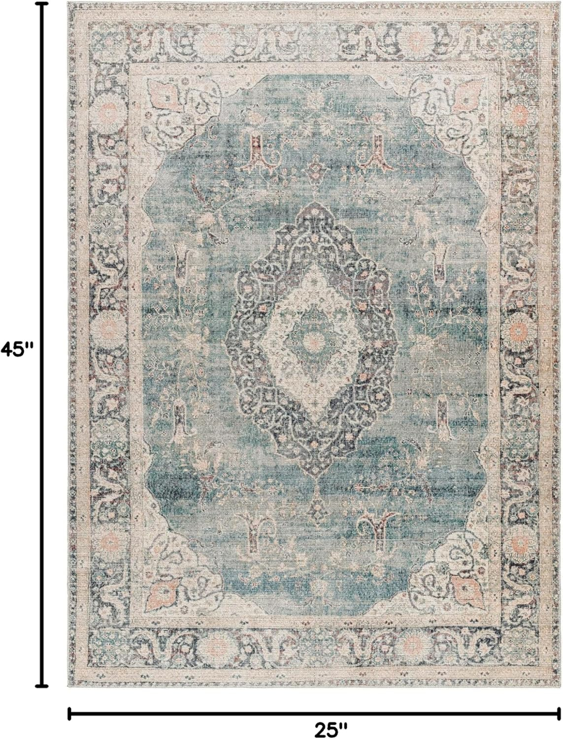 Livabliss x Becki Owens Marlene Vintage Medallion Area Rug,2'1" x 3'9",Blue/Cream