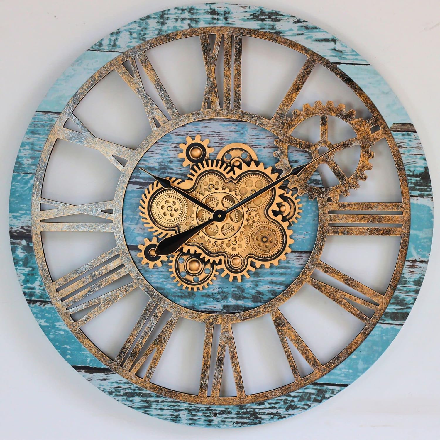 THE GEARS CLOCK Wall Clock with Real Moving Gears AM-LI_ 36 in Round Vintage-Black