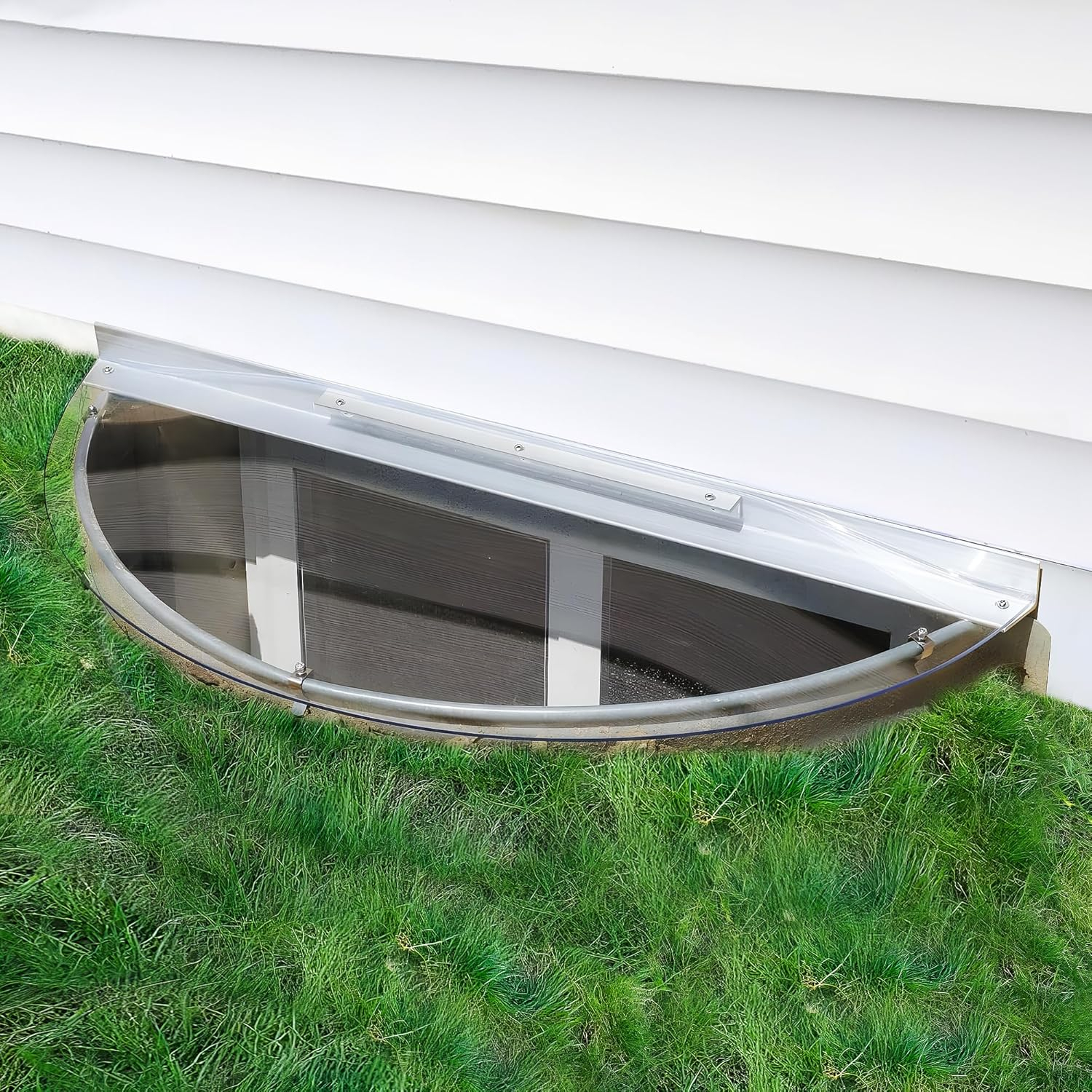 Clear Heavy-Duty Polycarbonate Window Well Cover with Aluminum Bracing