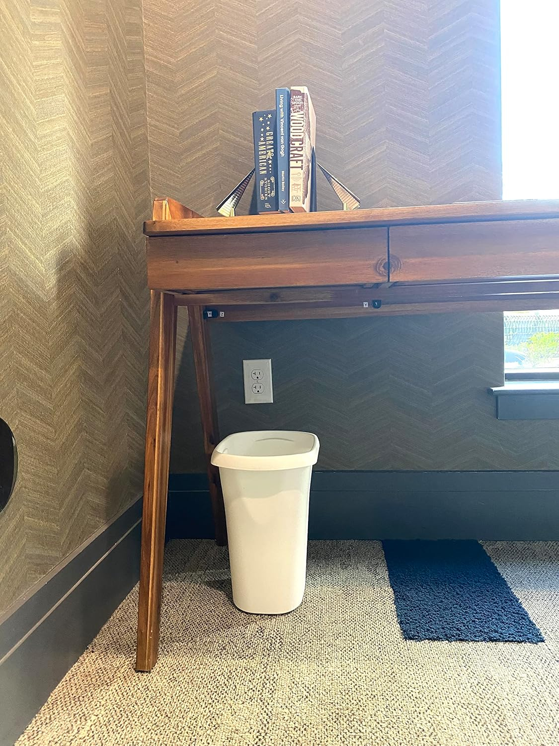 White Rectangular 3-Gallon Plastic Open-Top Trash Can