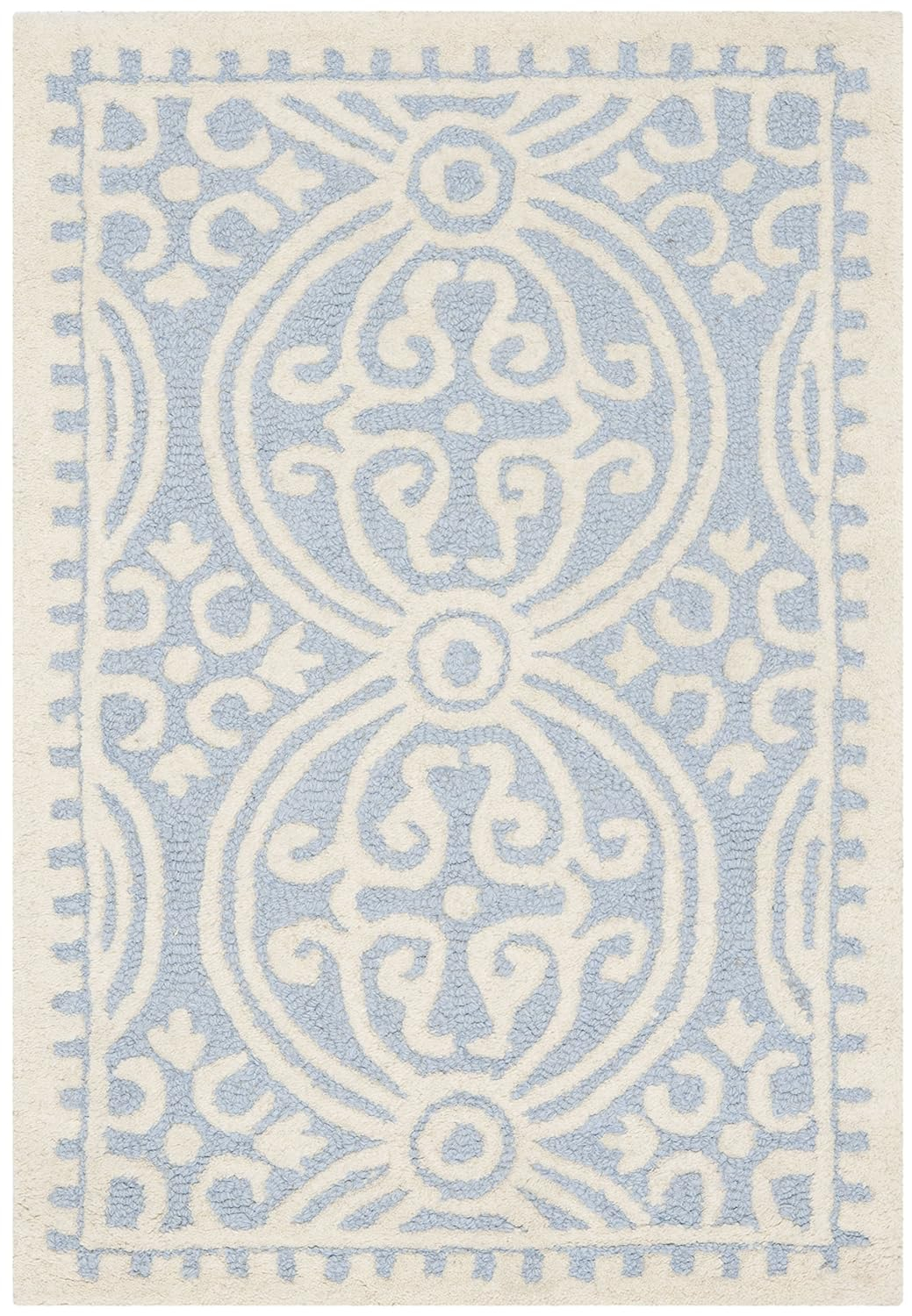 SAFAVIEH Cambridge Leslie Geometric Wool Area Rug, Light Blue/Ivory, 2' x 3'