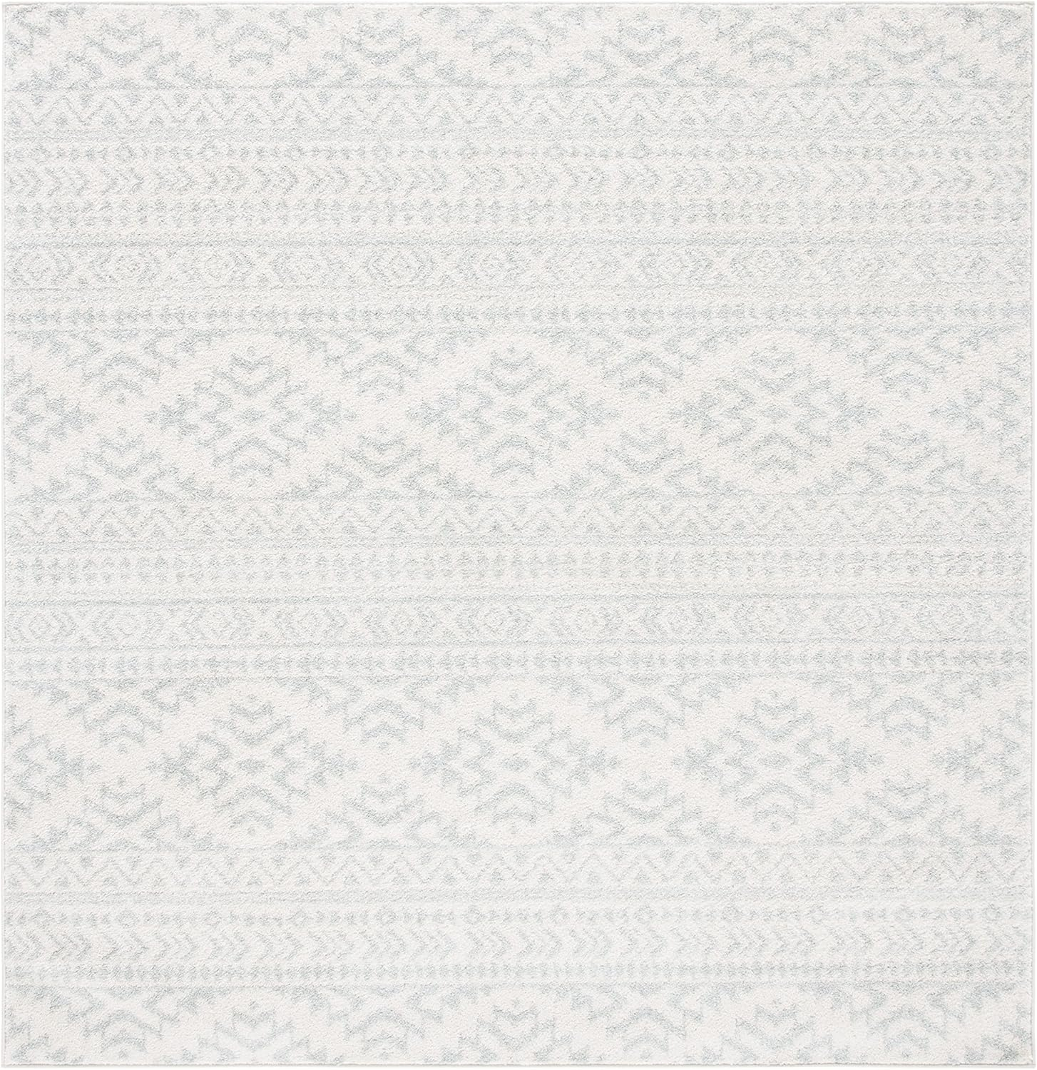 SAFAVIEH Tulum Lakisha Distressed Southwestern Area Rug, 10' x 10' Square, Ivory/Light Grey