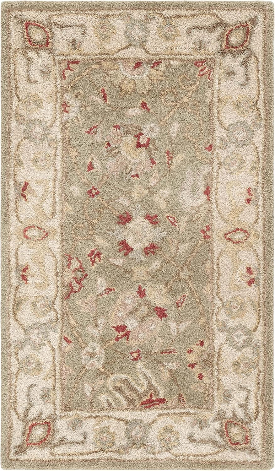 SAFAVIEH Antiquity Lilibeth Traditional Floral Wool Area Rug, Sage, 8'3" x 11'