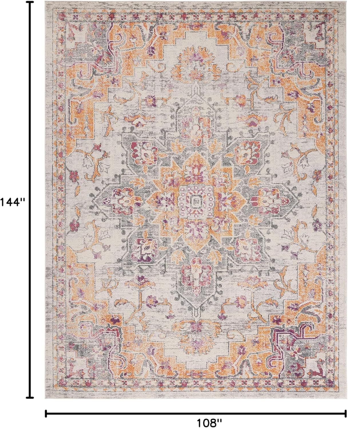 SAFAVIEH Madison Dalia Vintage Traditional Area Rug, Beige/Orange, 9' x 12'