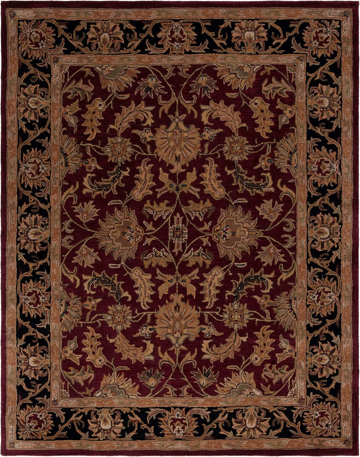 SAFAVIEH Heritage Valery Traditional Wool Area Rug, Red/Black, 11' x 15'