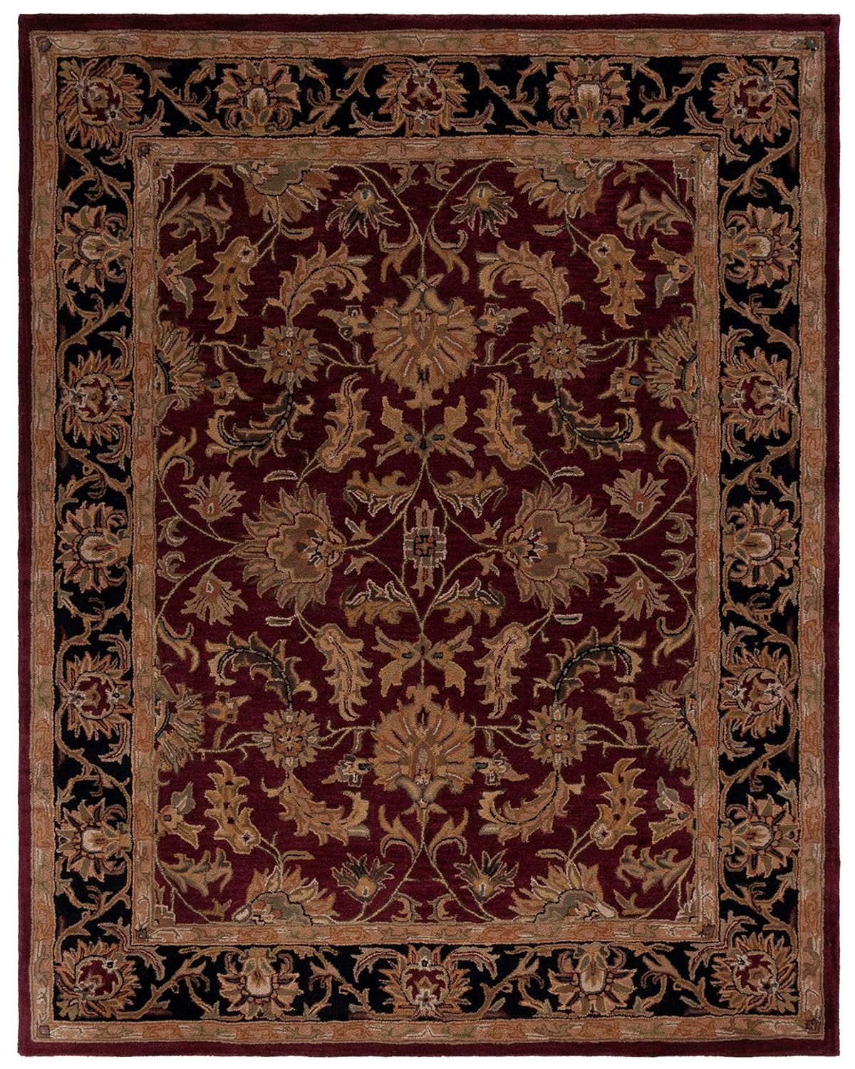 Heritage Red and Black Hand-Tufted Wool Area Rug