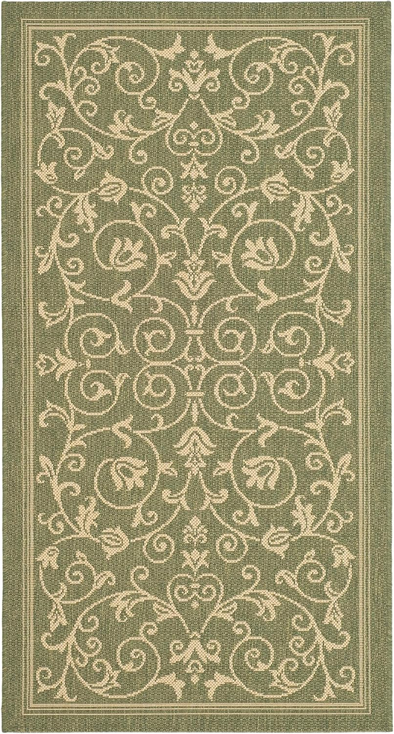 SAFAVIEH Courtyard Nanda Floral Indoor/Outdoor Area Rug, 2' x 3'7", Olive/Natural