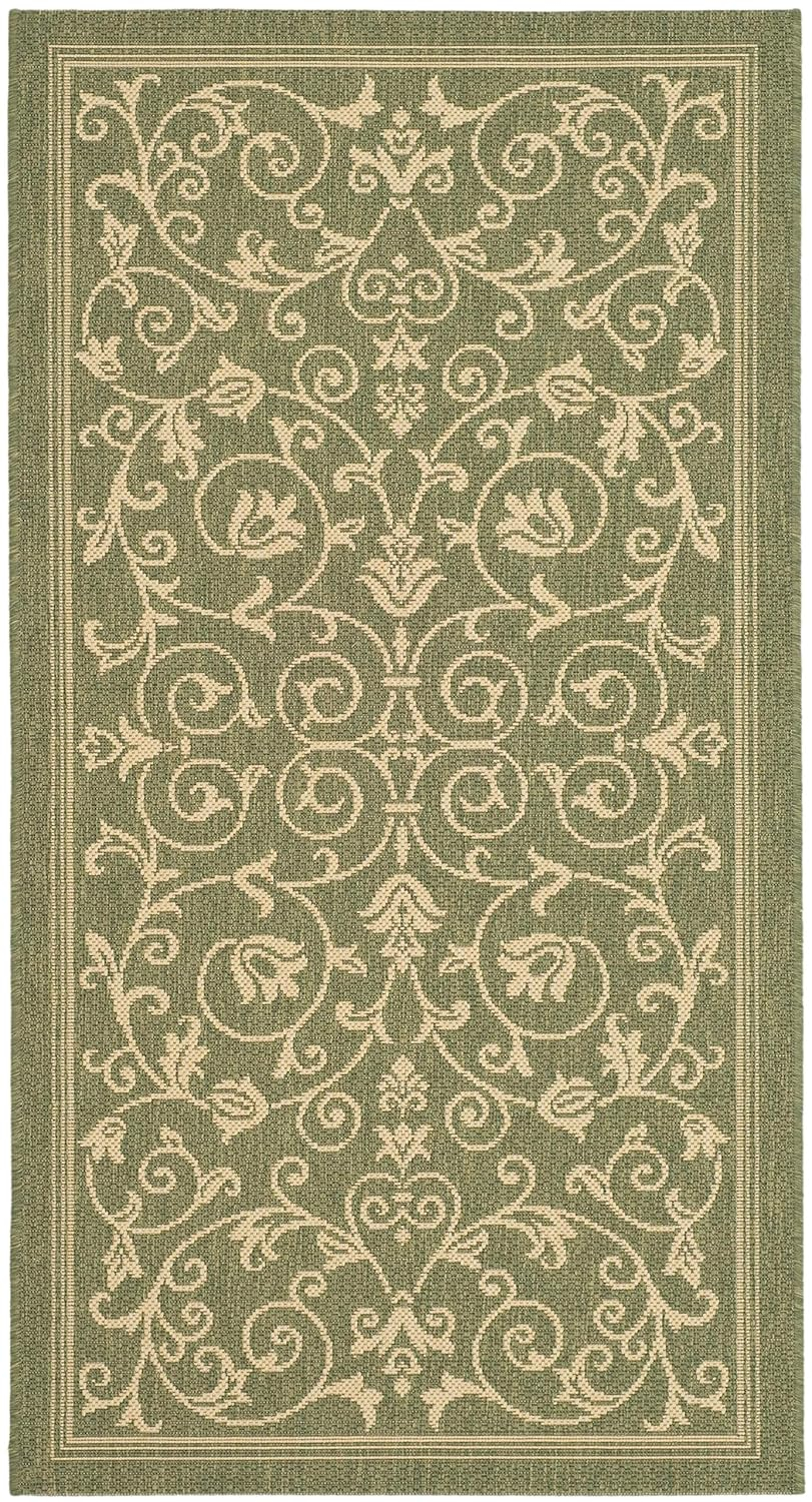 SAFAVIEH Courtyard Nanda Floral Indoor/Outdoor Area Rug, 2' x 3'7", Olive/Natural
