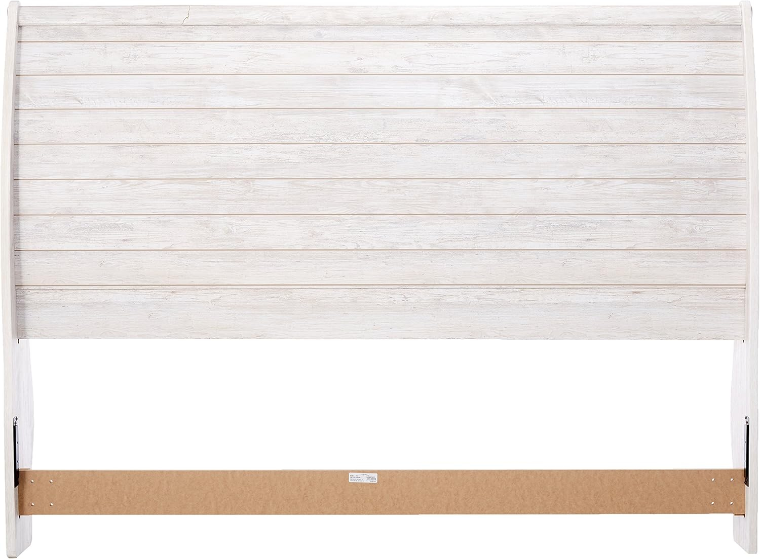 Transitional King Sleigh Bed in Two-Tone Beige Wood