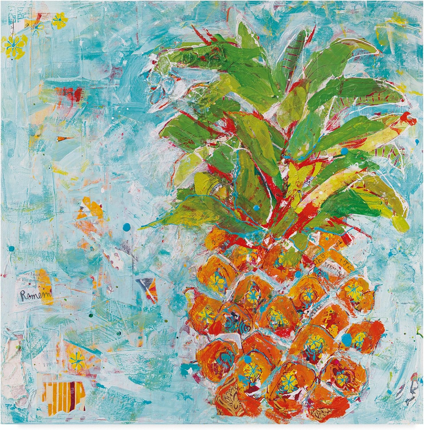 Trademark Fine Art -Kellie Day 'Pineapple Bright' Canvas Art - 35''x35''