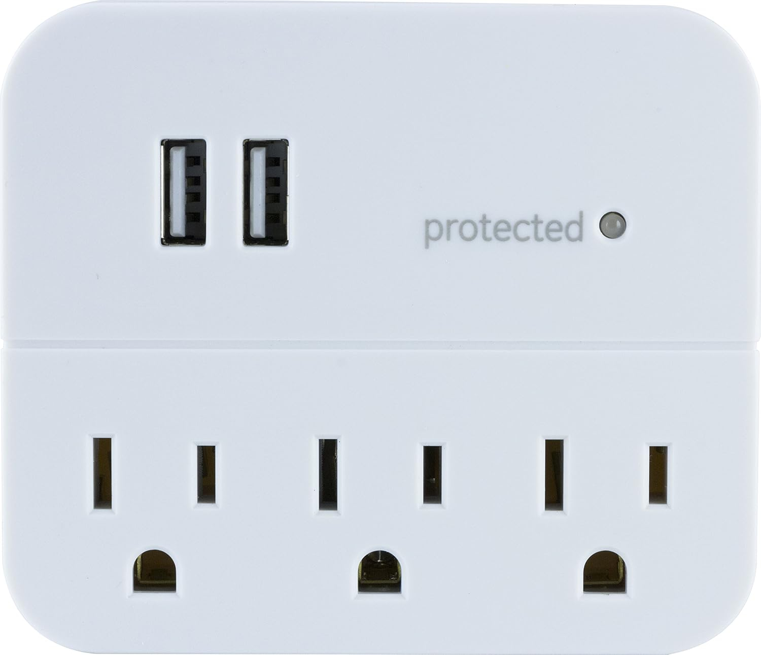 GE 3-Outlet Surge Protector Tap with USB Charging, White - 14512