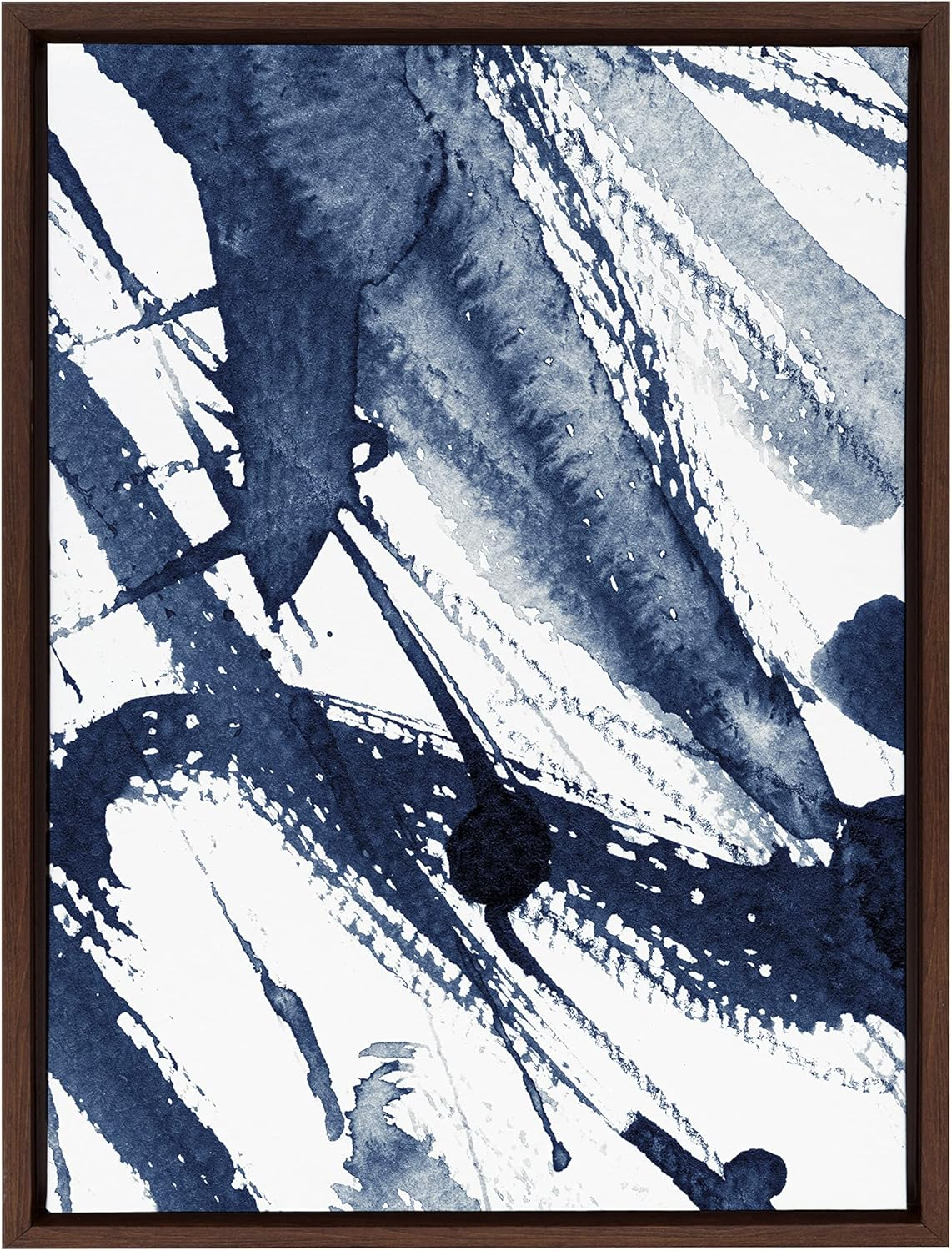 Kate and Laurel Sylvie Indigo Watercolor Framed Canvas Wall Art by Amy Peterson Art Studio, 23x33 Gray, Decorative Abstract Art Print for Wall
