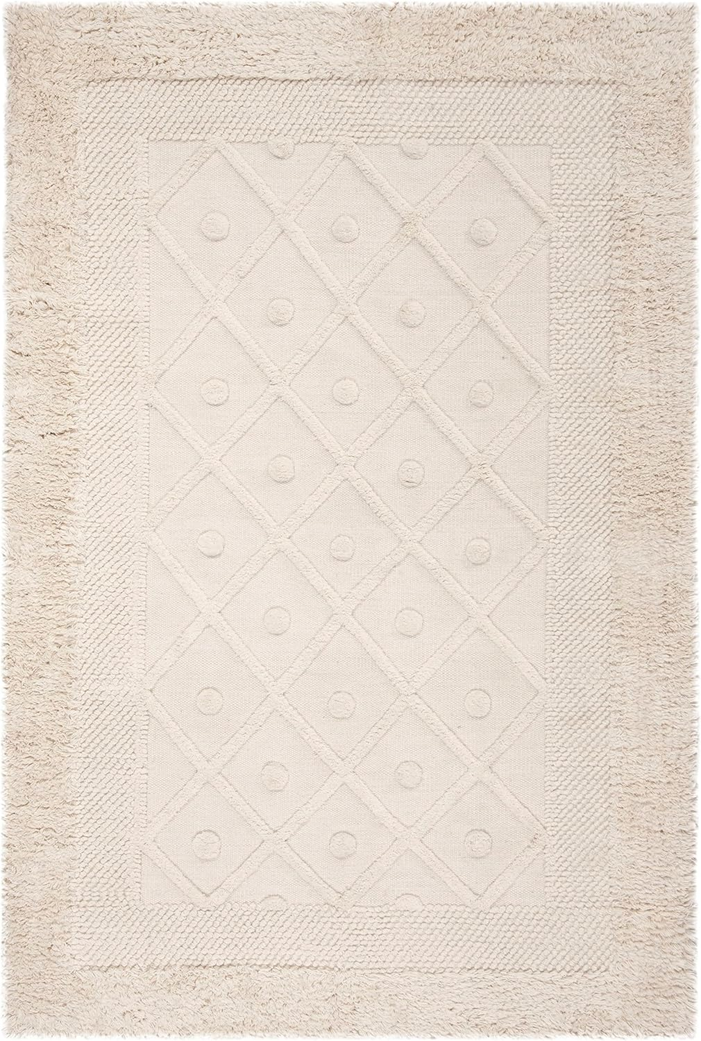 SAFAVIEH Kenya Ulysses Solid Geometric Area Rug, Ivory, 6' x 9'