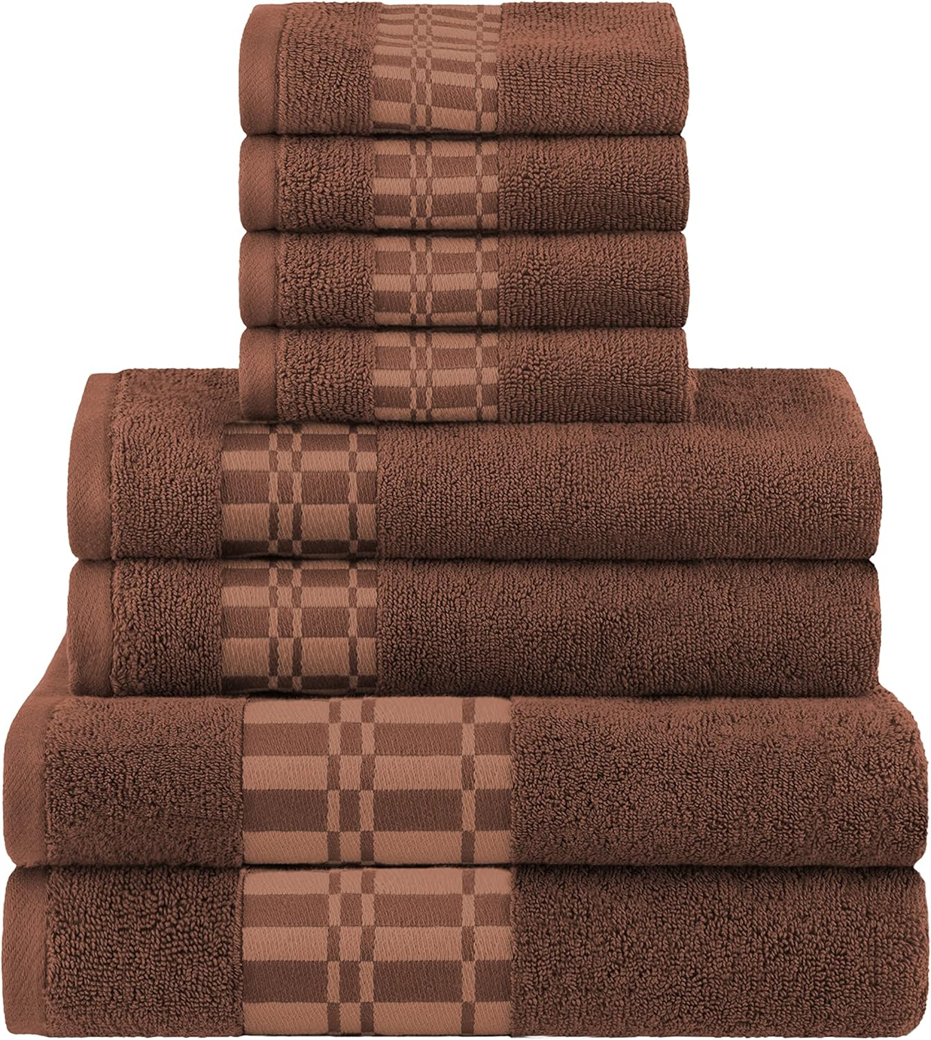 Superior Larissa 8-Piece Cotton Embroidered Towel Set, Chocolate