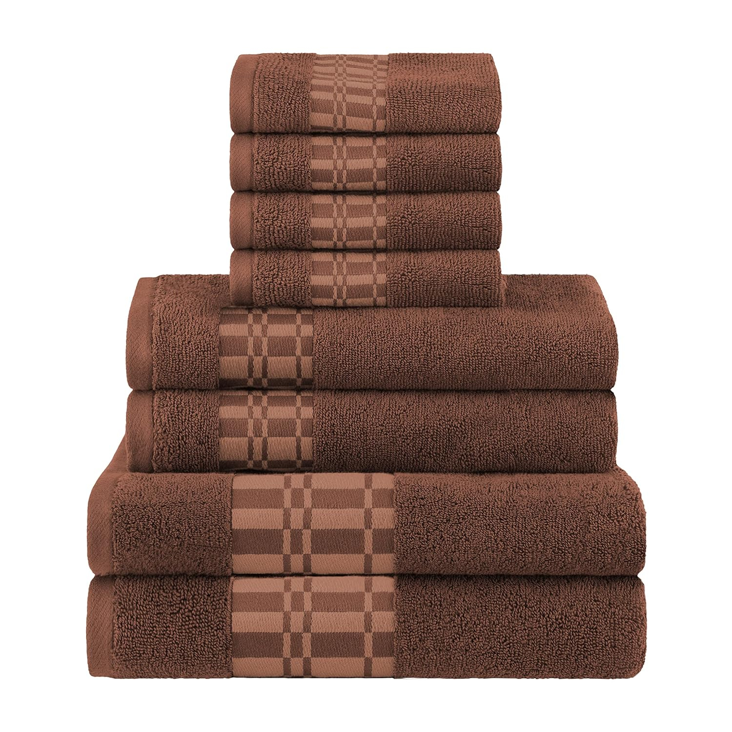 Superior Larissa 8-Piece Cotton Embroidered Towel Set, Chocolate