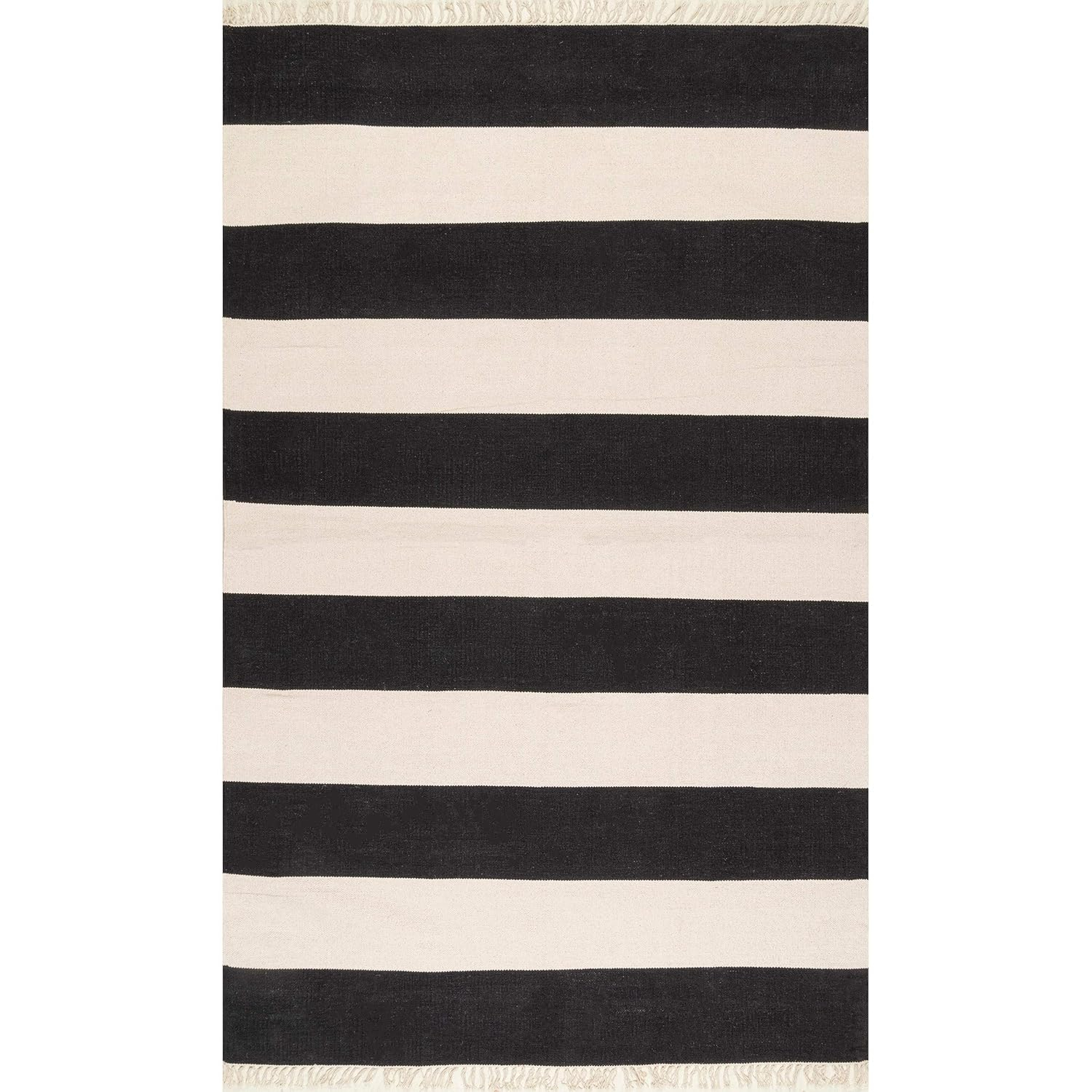 nuLOOM Ashlee Striped Flatweave Area Rug, 8x10, Black