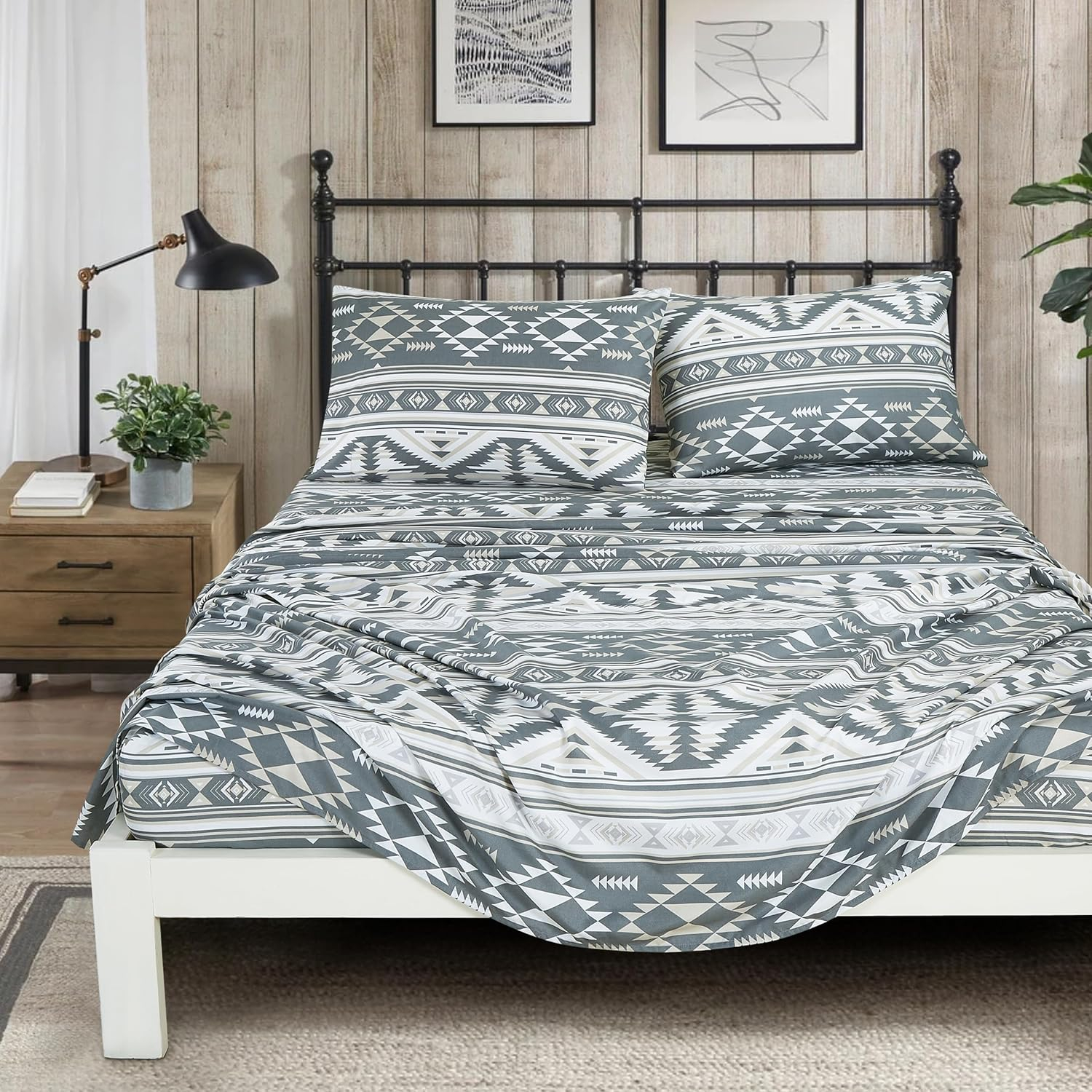 Chezmoi Collection Southwestern Geometric Printed Microfiber Bed Sheet Set