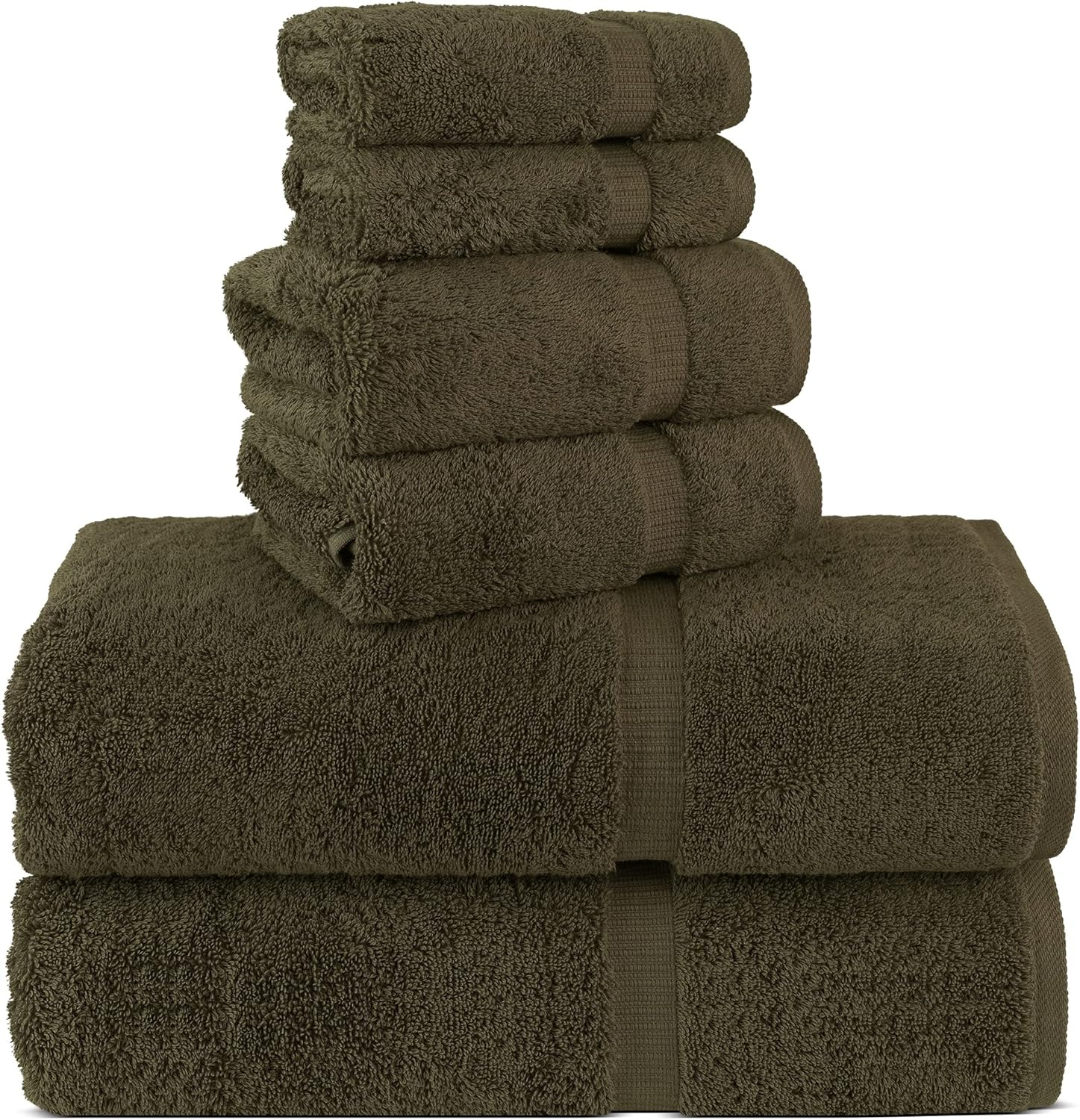 Chakir Turkish Linens 100% Cotton Premium Turkish Towels for Bathroom | 2 Bath Towels - 2 Hand Towels, 2 Washcloths (6-Piece Towel Set, Gray)