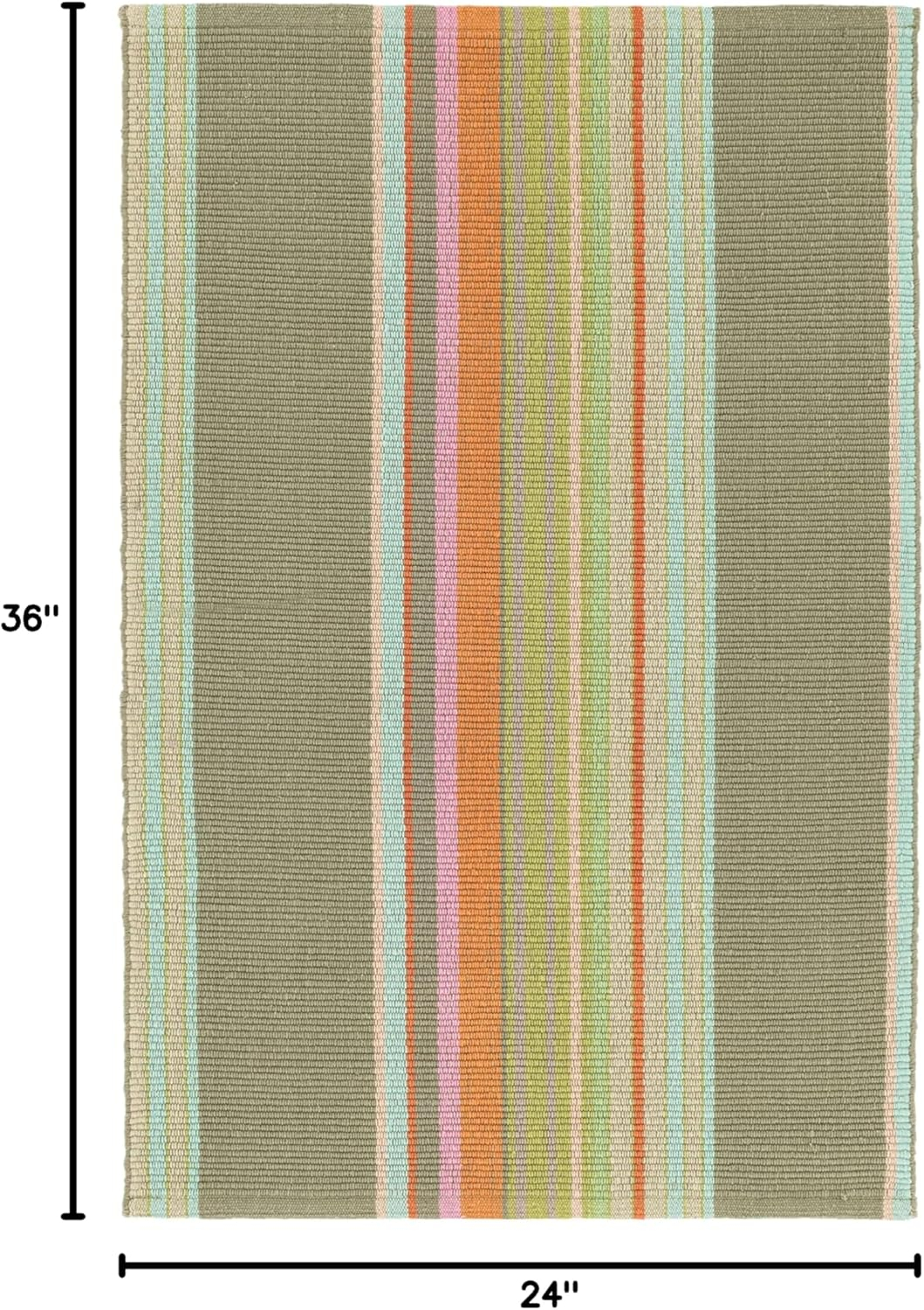 Dash and Albert Stone Soup Handwoven Cotton Rug, 2 X 3 Feet, Multi Stripe Pattern