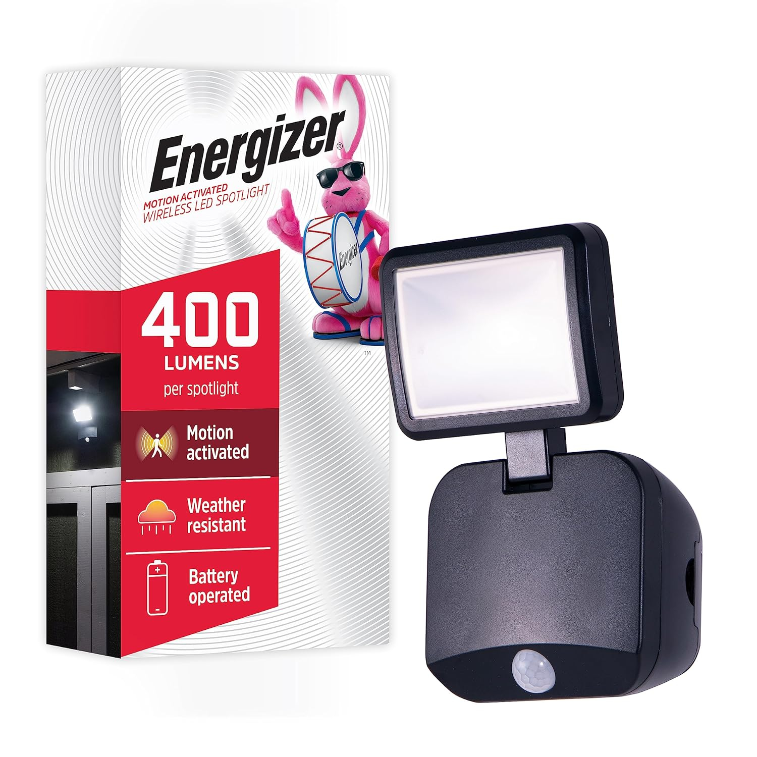 Energizer Battery Operated Motion Sensing LED Security Light, Single Head, 300 lumens, 40777