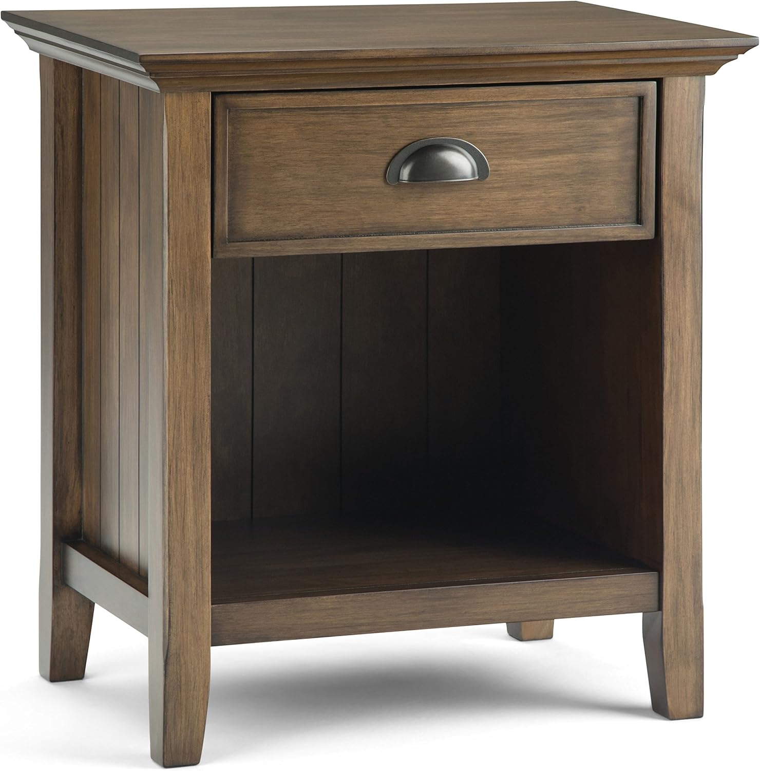 Simpli Home Acadian Solid Wood Bedside Table In Rustic Natural Aged Brown