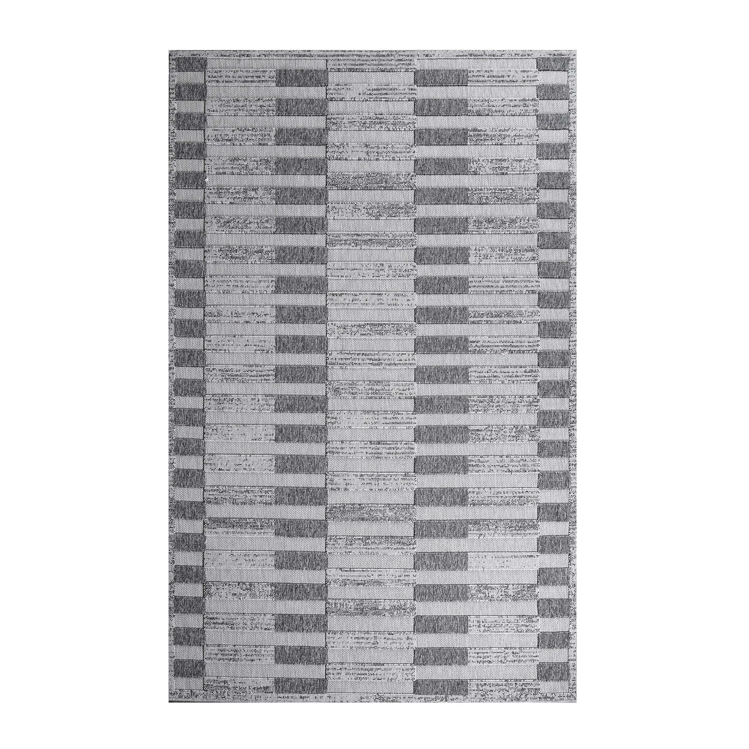 Superior Indoor Outdoor Area Rug, Perfect for Patio, Bedroom, Kitchen, Laundry Room, Entryway, Office, Playroom, Carpet Cover, Geometric Contemporary Stripe, Grayson Collection, 5' 2" x 7' 2", Grey