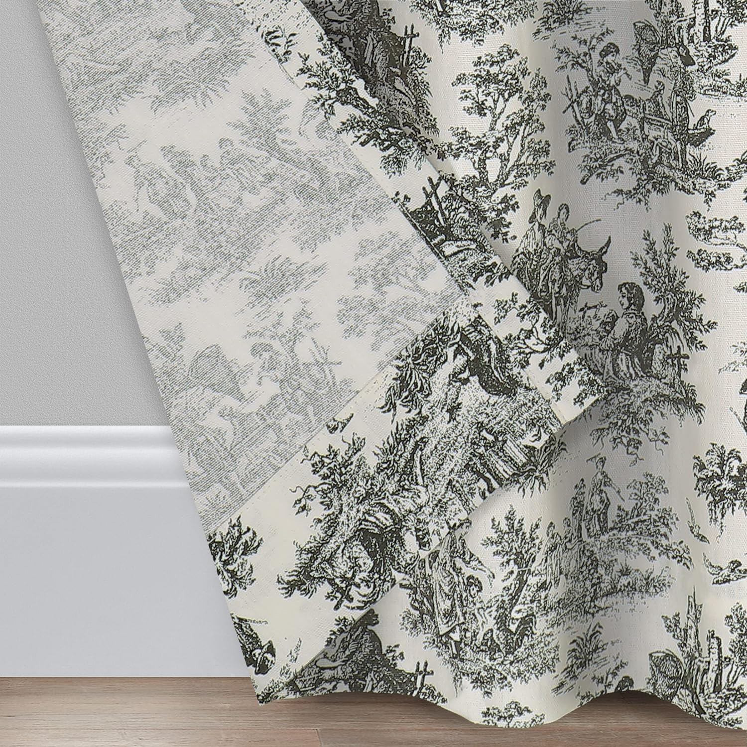 Waverly Charmed Life Toile Tie Back Single Curtain Panel, 52"x 63", Onyx