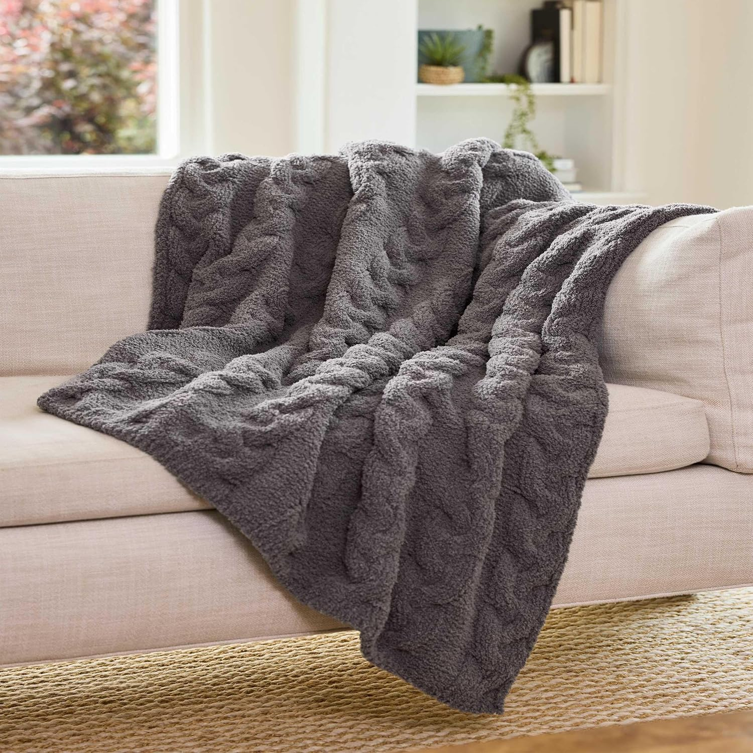Tommy Bahama- Throw Blanket, Ultra Soft Chenille Bedding Set, Luxury Bedding for Bed or Couch (Solid Grey, 50 x 70)