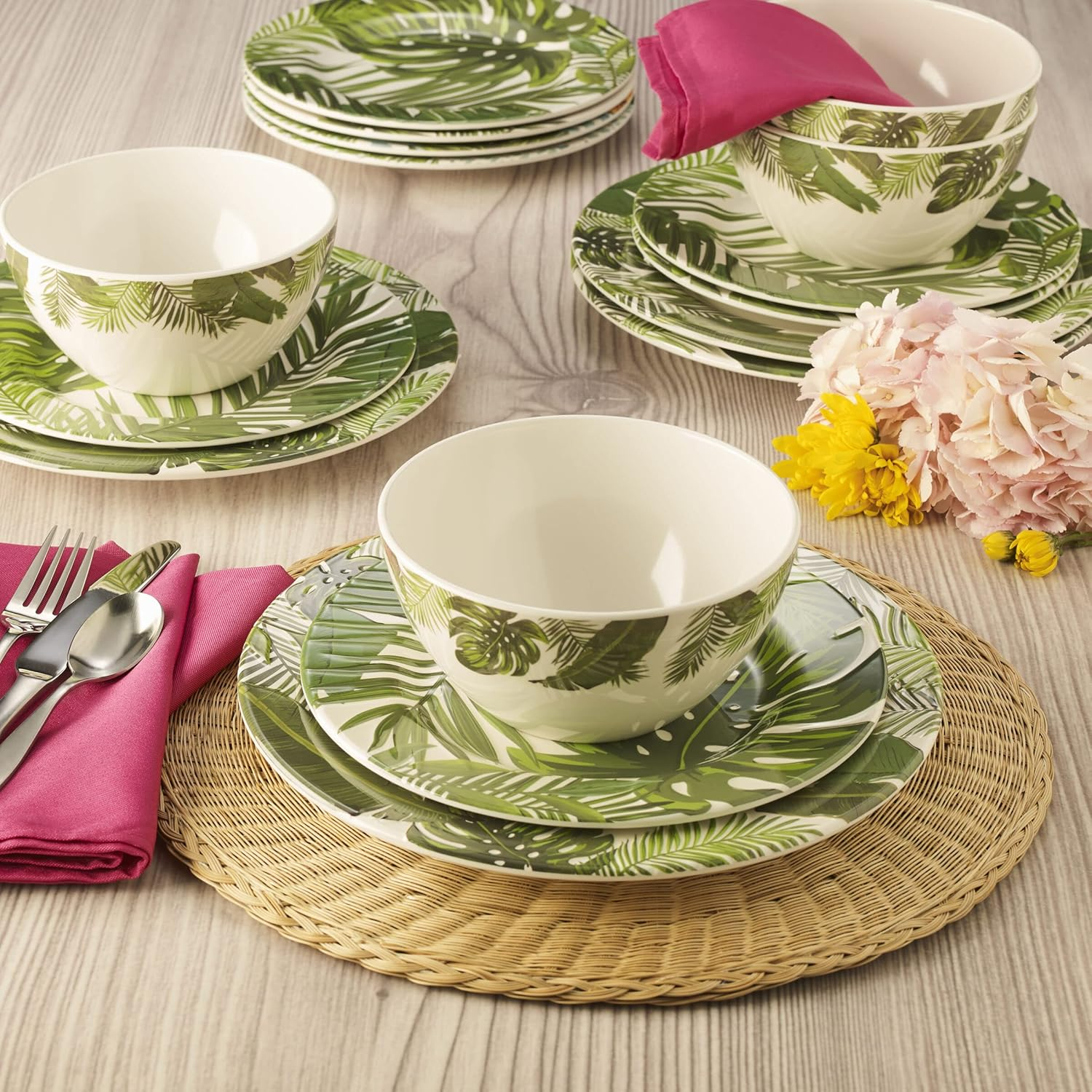 Fitz and Floyd Tropical Fun Melamine 12 Piece Set, Service for 4
