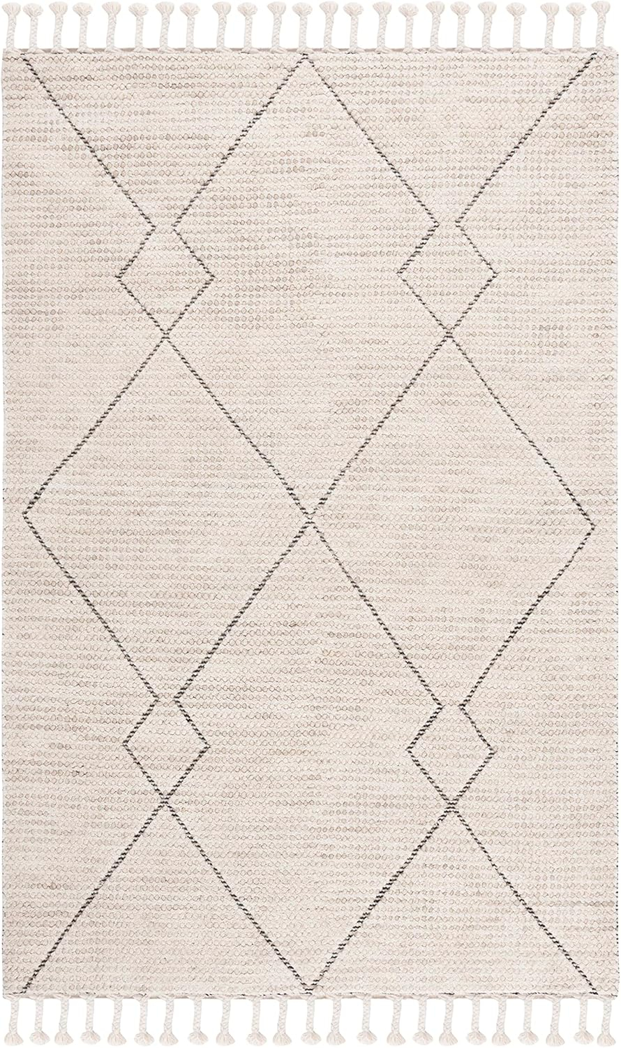 SAFAVIEH Casablanca Collection Area Rug - 5' x 8', Beige, Handmade Moroccan Boho Trellis Tassel Wool, Ideal for High Traffic Areas in Living Room, Bedroom (CSB466B)