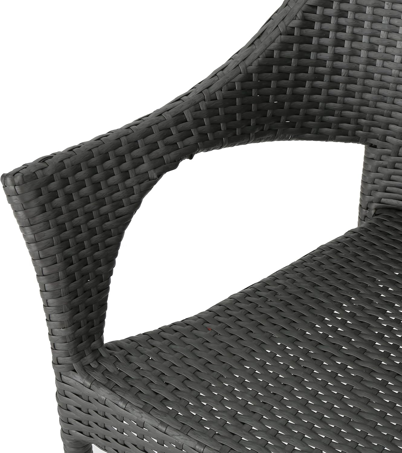 GDF Studio Nazir Outdoor Wicker Stacking Dining Chairs, Set of 4, Gray