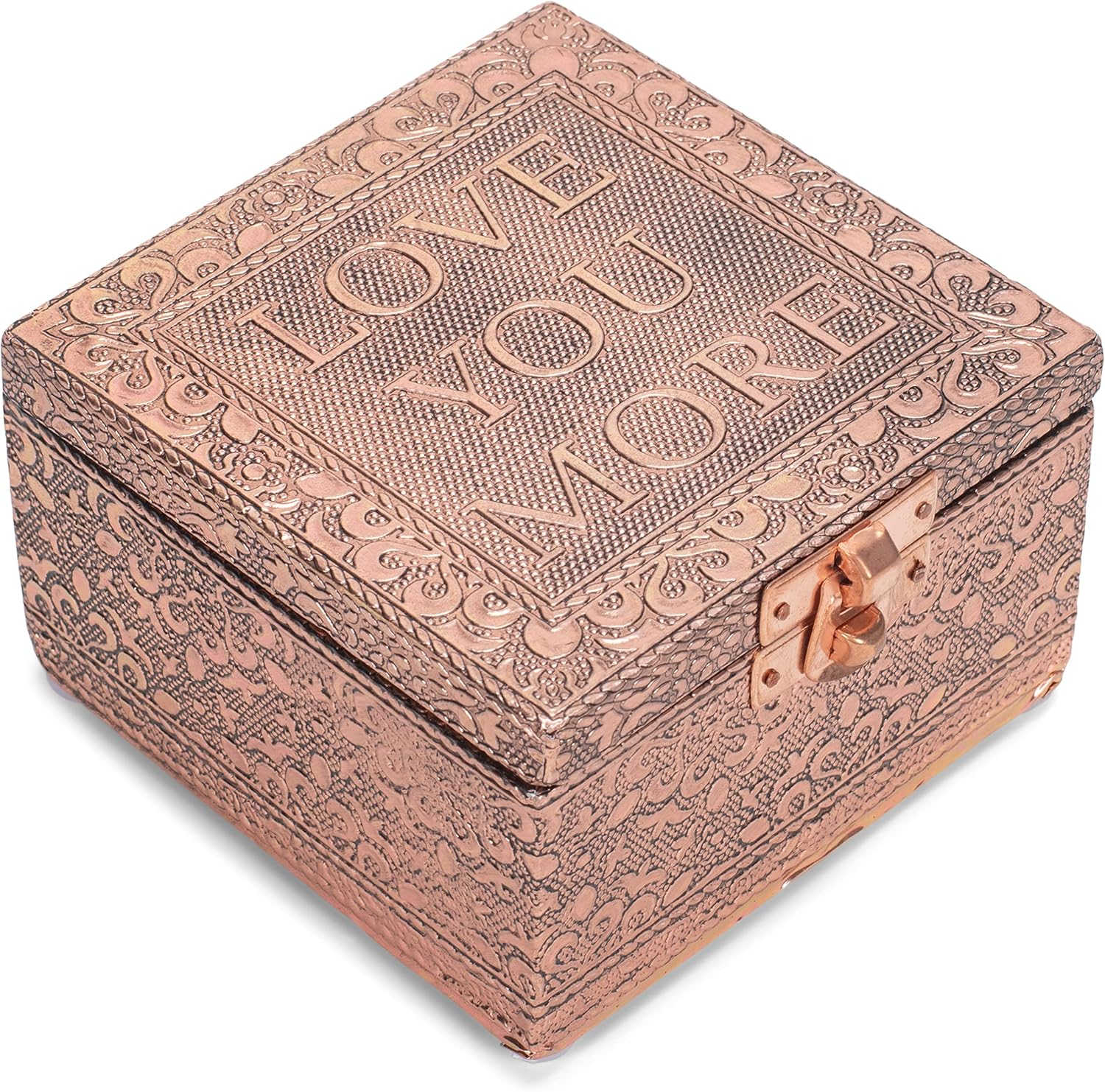 Cottage Garden Love You More Copper Color Metal Jewelry Keepsake Decorative Box