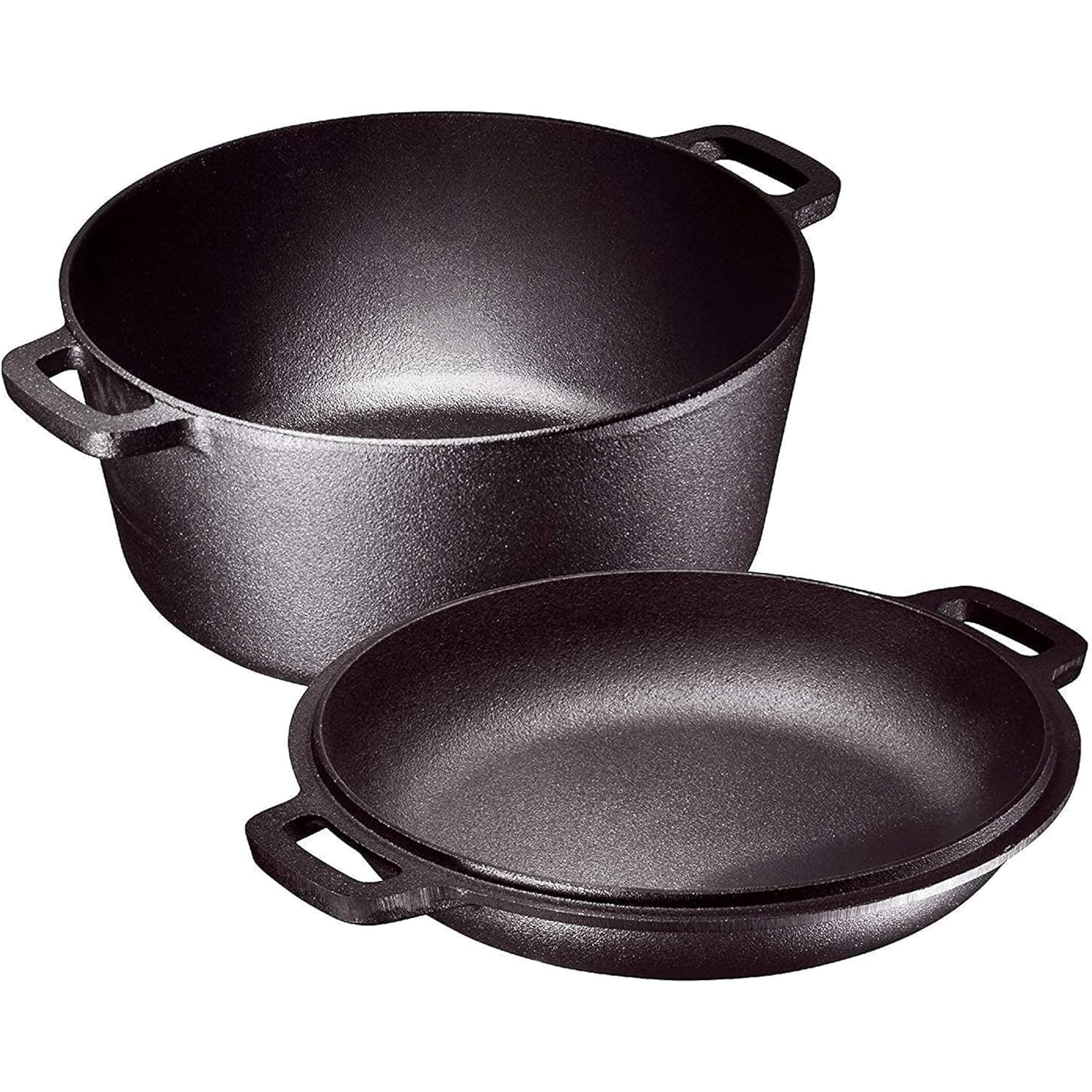 Bruntmor | 2 In 1 Enameled Cast Iron Double Dutch Oven Skillet Lid 5-Quart | 1