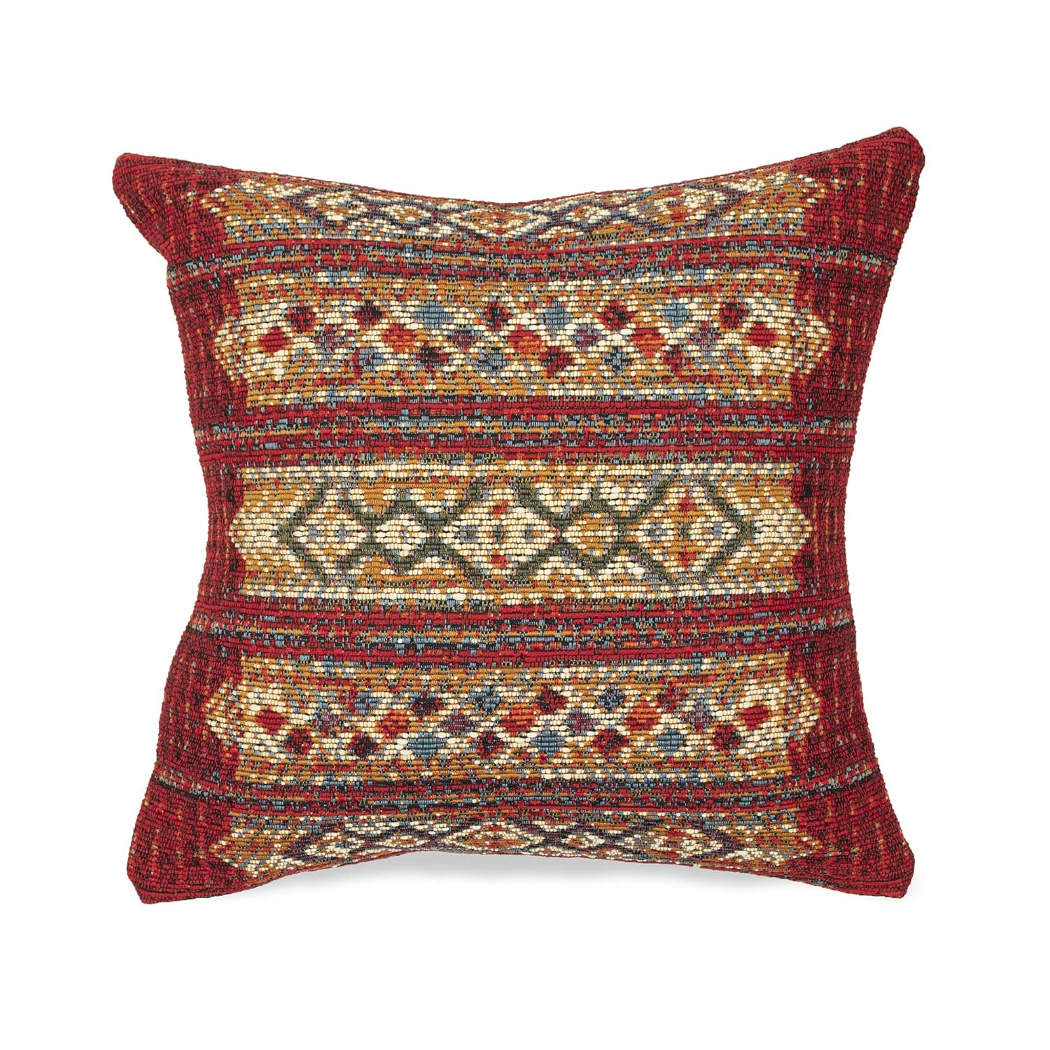 Marina Red and Gold Tribal Stripe Indoor/Outdoor Pillow 18" Square