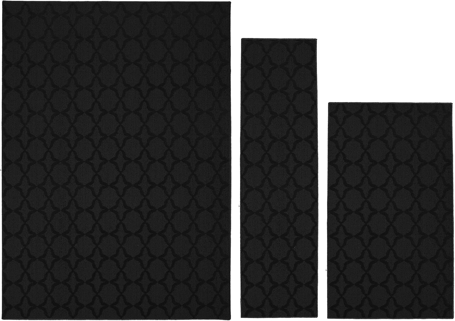 Garland Rug Sparta Indoor Rug Set, 3 Piece Set (2'x5',3'x4', 5'x7') Black