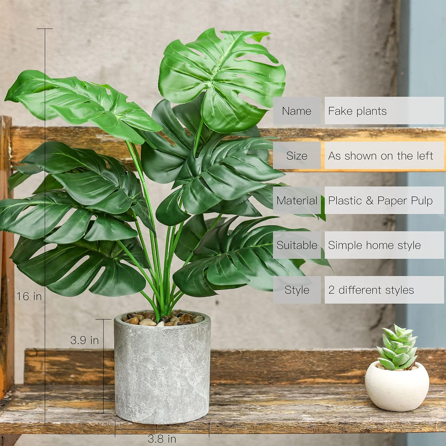 Der Rose 2 Pack  Pulp Fake Plant Artificial Pot, office desk family farmhouse decoration